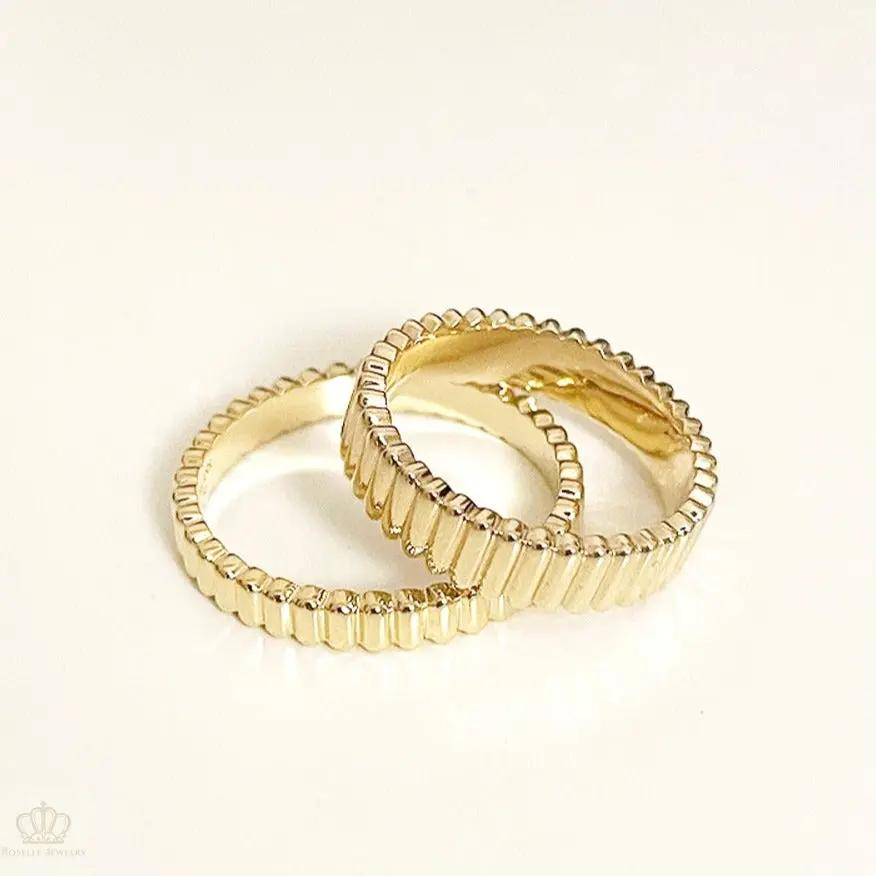 Stripe Unique Couple Diamond Wedding Ring Set - WM27 CHARLISA™