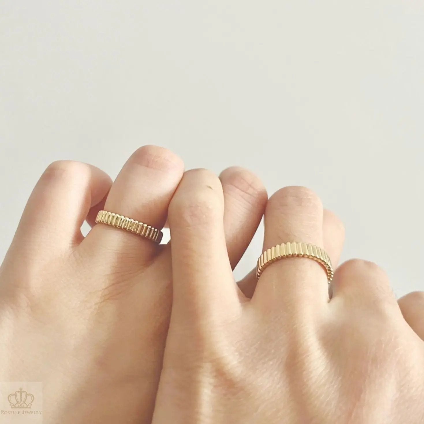 Stripe Unique Couple Diamond Wedding Ring Set - WM27 CHARLISA™