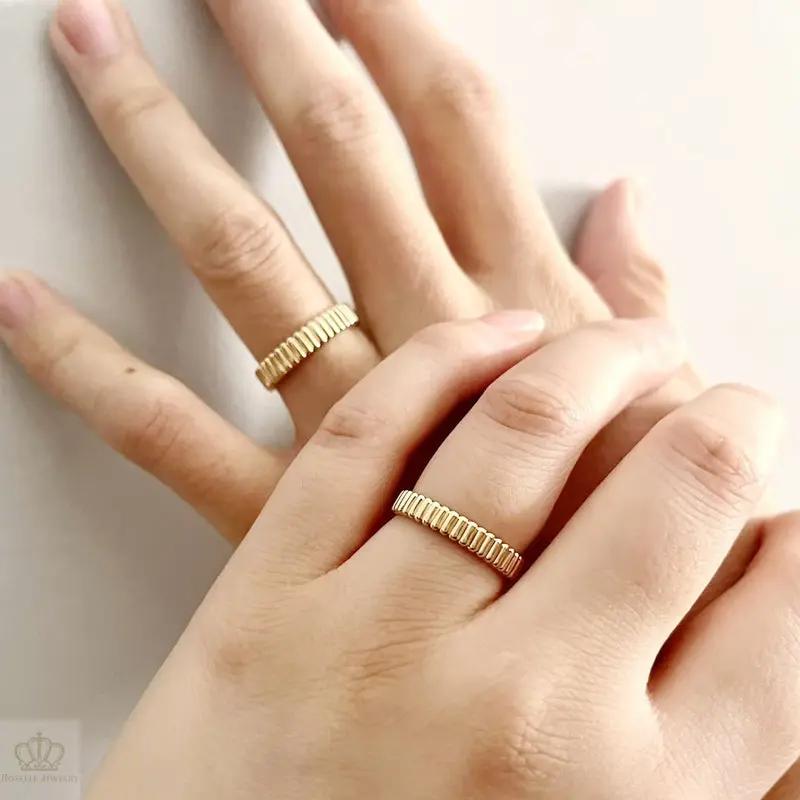 Stripe Unique Couple Diamond Wedding Ring Set - WM27 CHARLISA™