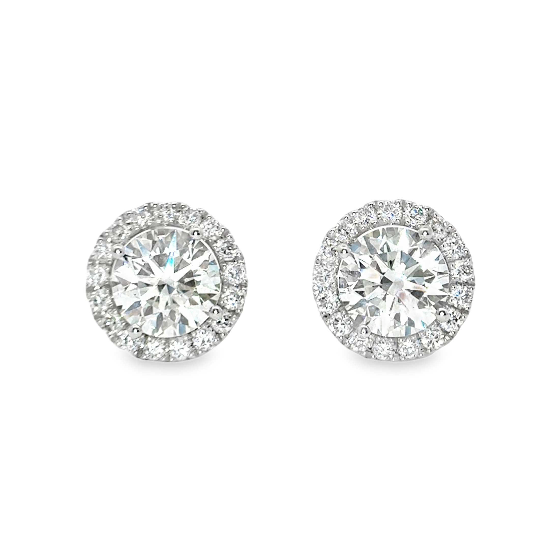 Lab Grown Diamond Halo Earrings - LE303 With 18K White Gold Roselle Jewelry