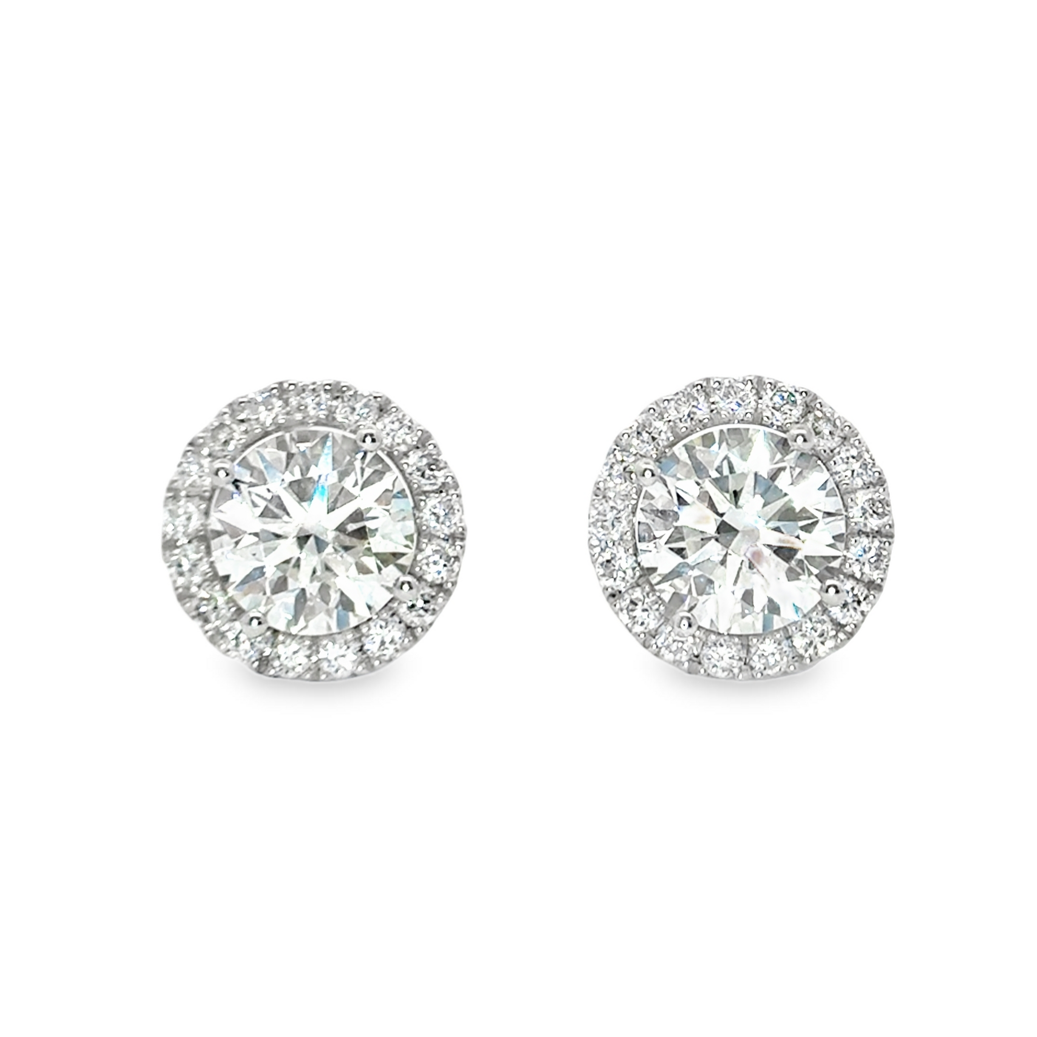 Lab Grown Diamond Halo Earrings - LE303 With 18K White Gold Roselle Jewelry