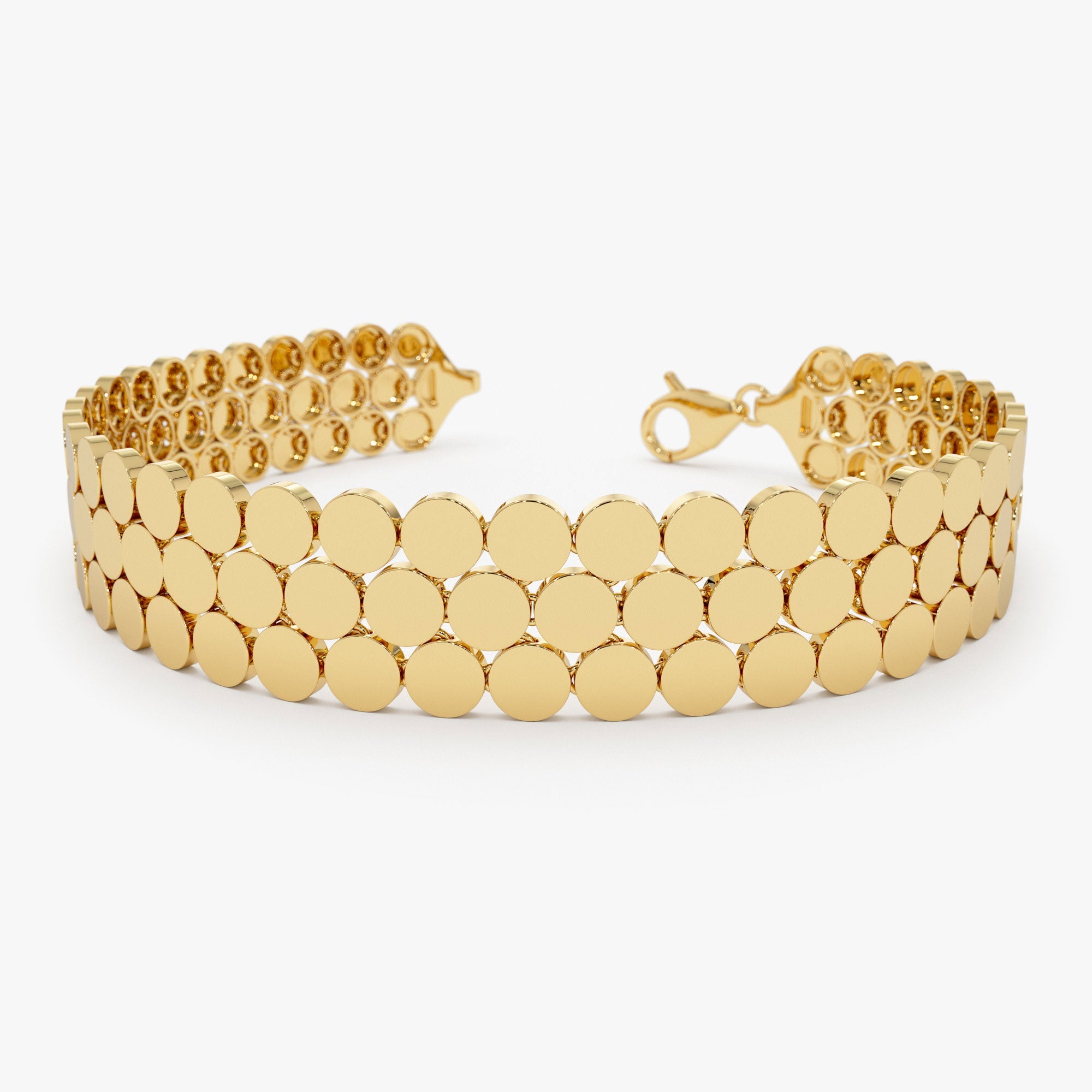 OBFJ1118 - Unique Bold Triple Strand Bracelet bracelets in selectable metal and diamond options - Roselle Jewelry view 1