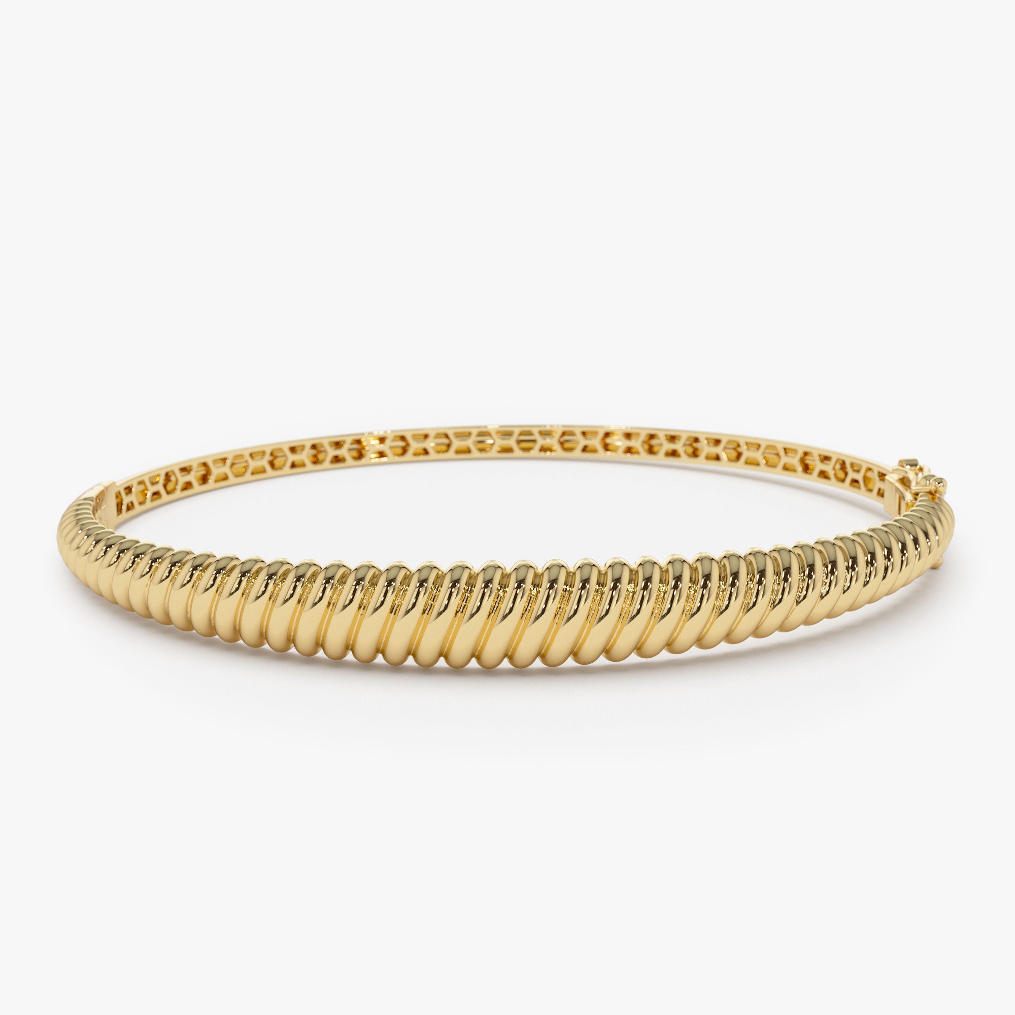 OBFJ0751 - 14K Gold Twist Bangle Bracelet 1