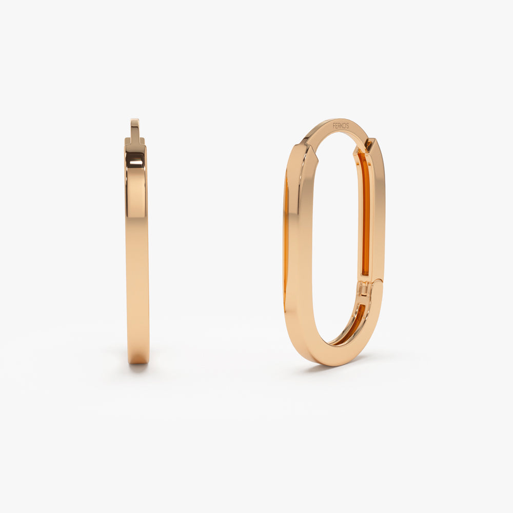 OBFJ2183 - Paperclip Hoop Earrings earrings in selectable metal and diamond options - Roselle Jewelry view 5