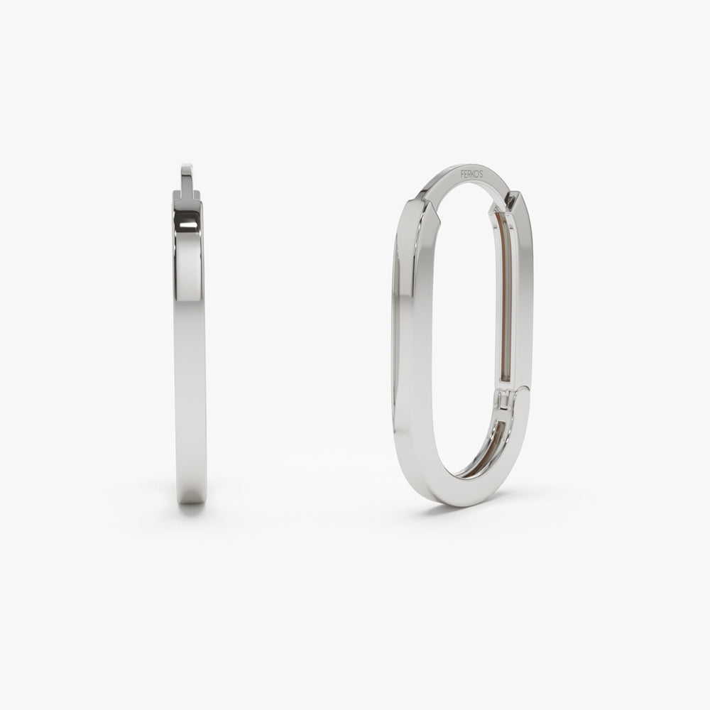 OBFJ2183 - Paperclip Hoop Earrings earrings in selectable metal and diamond options - Roselle Jewelry view 6