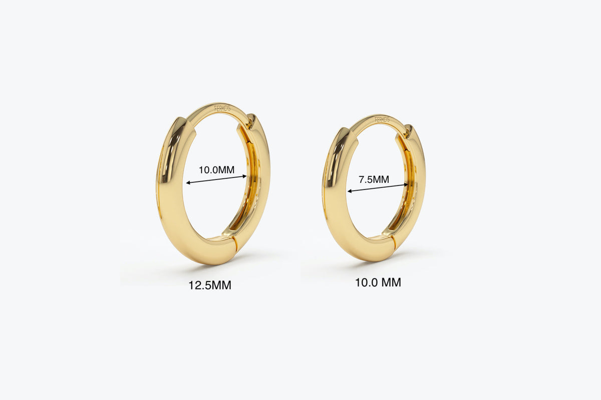OBFJ2129 - Mini Plain Huggies earrings in selectable metal and diamond options - Roselle Jewelry view 5