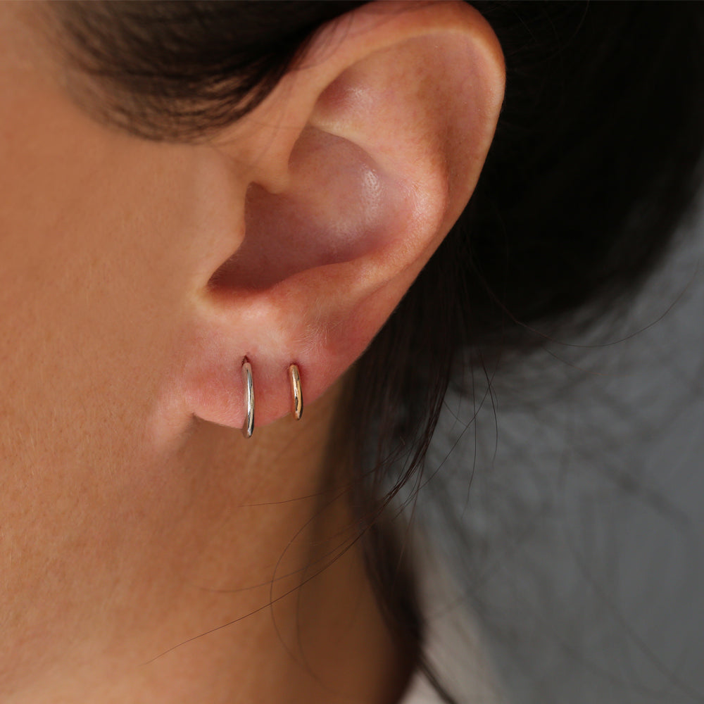 OBFJ0179 - 14k Rose Gold Mini Plain Huggies 2