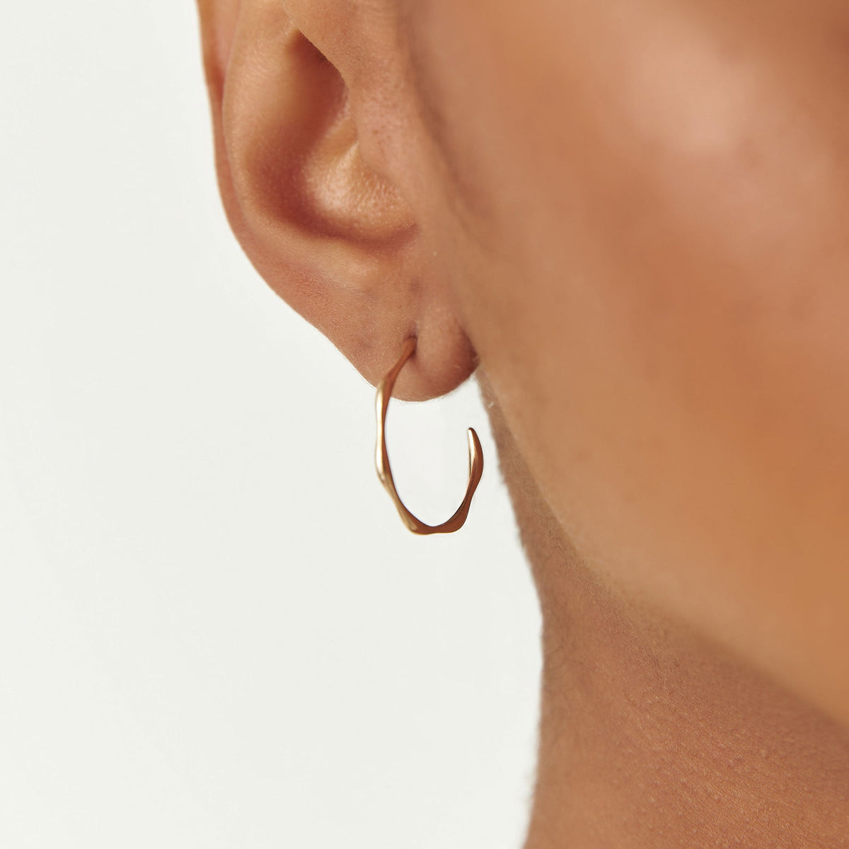 OBFJ0749 - Large Wave Hoop Earrings earrings in selectable metal and diamond options - Roselle Jewelry view 2