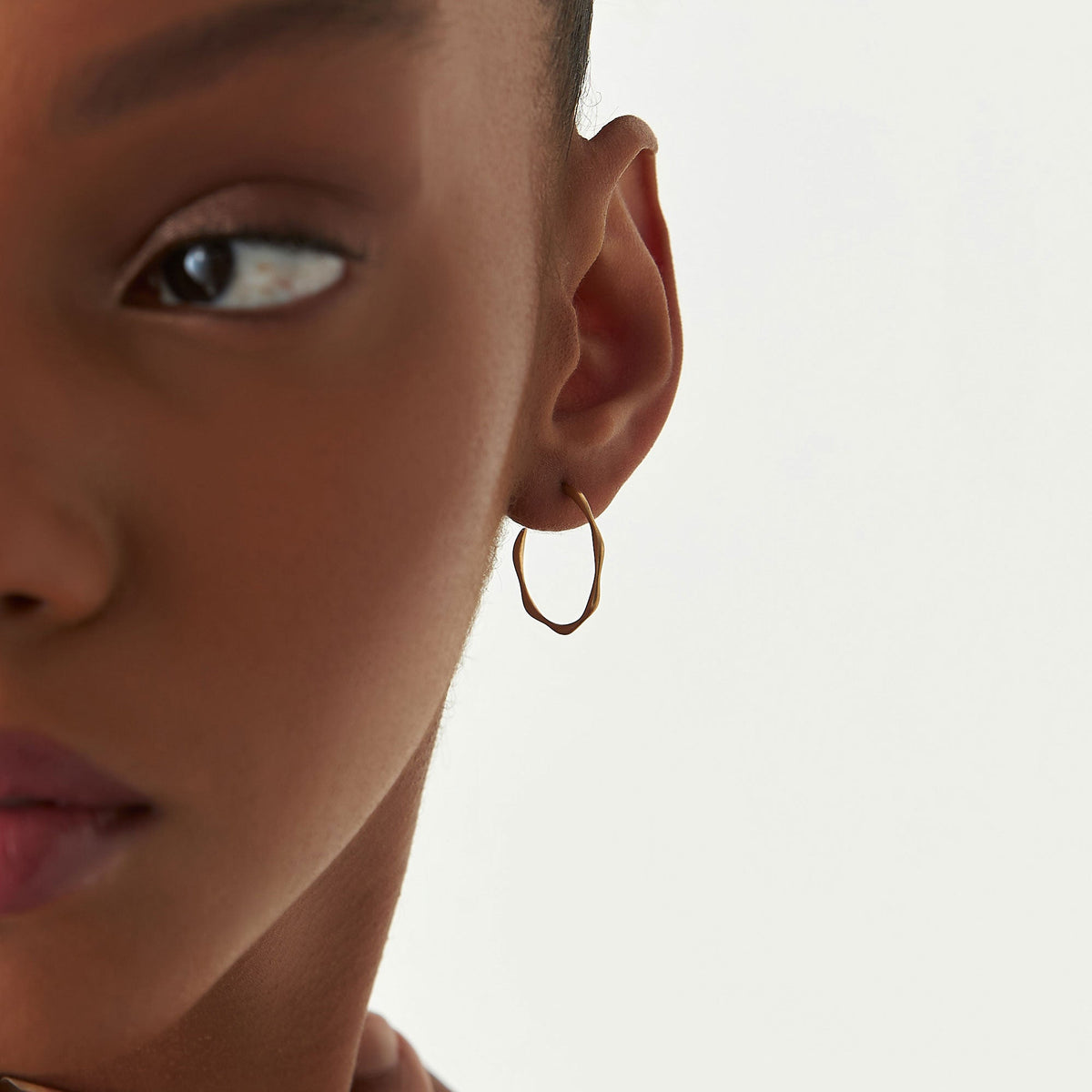 OBFJ0749 - Large Wave Hoop Earrings earrings in selectable metal and diamond options - Roselle Jewelry view 4