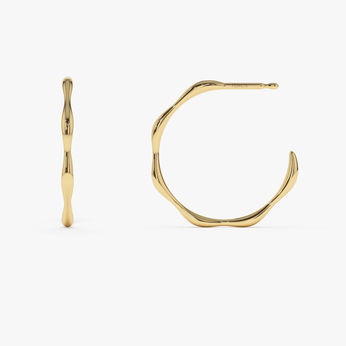 OBFJ0749 - Large Wave Hoop Earrings earrings in selectable metal and diamond options - Roselle Jewelry view 8