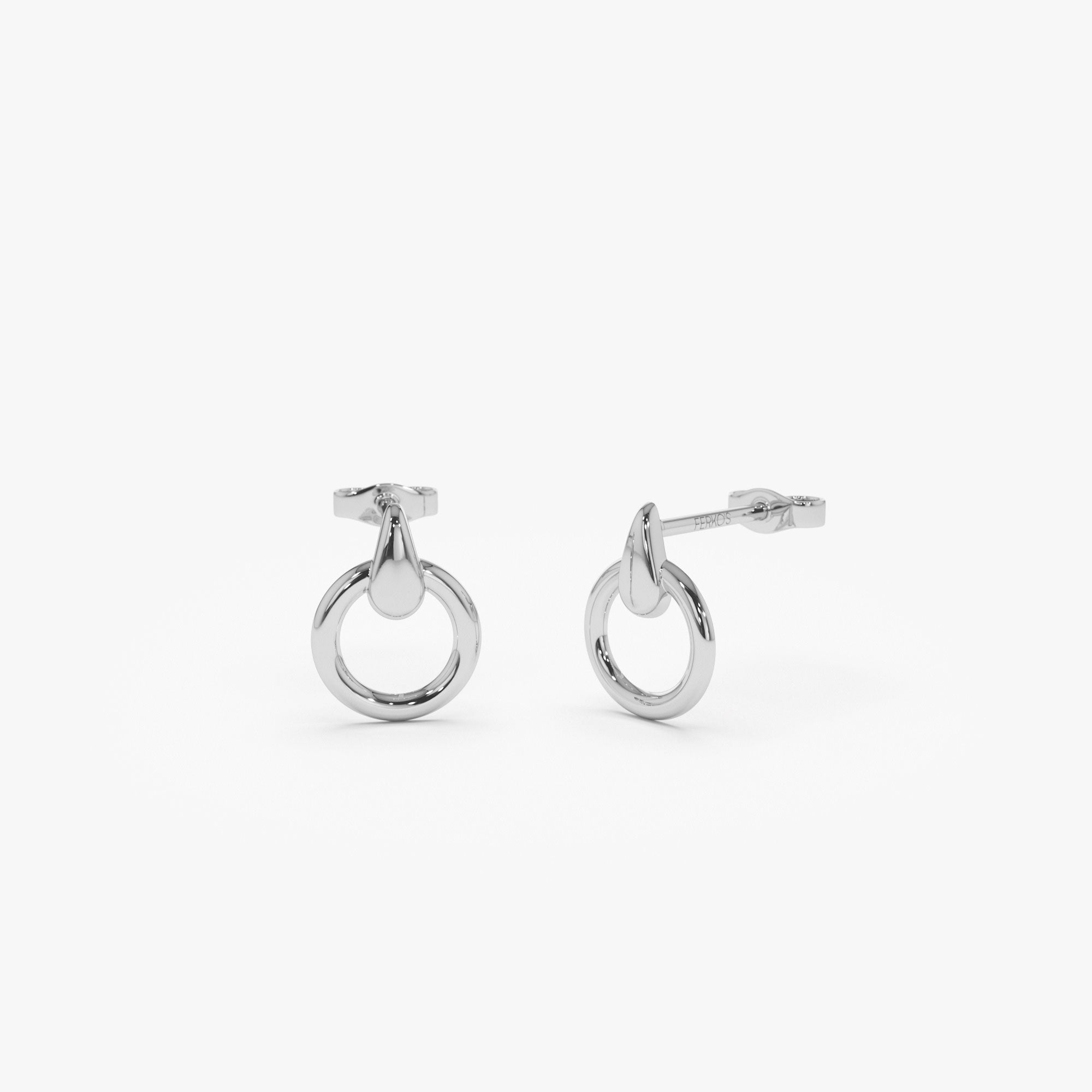 OBFJ1239 - 14k Dainty Circle Drop Earrings 7