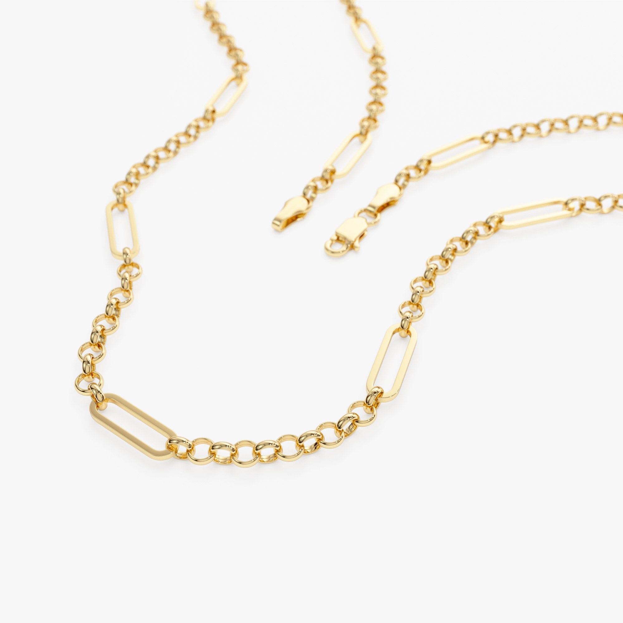 OBFJ1324 - 14K Gold Rolo Paperclip Chain Necklace 6