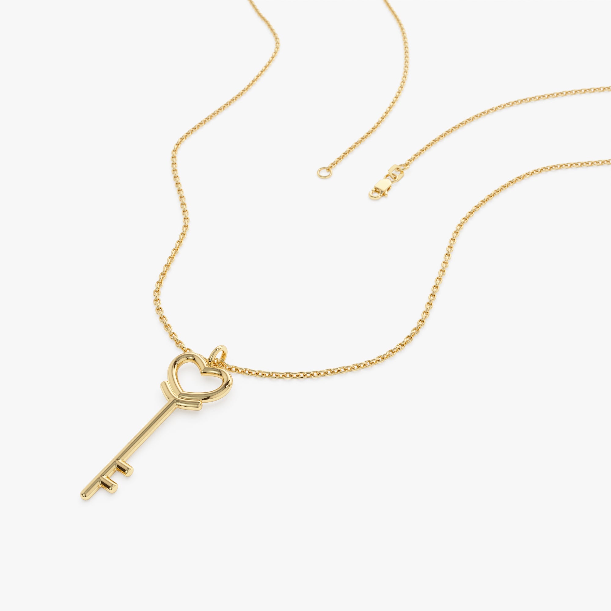 OBFJ0937 - 14K Heart Key Necklace 8