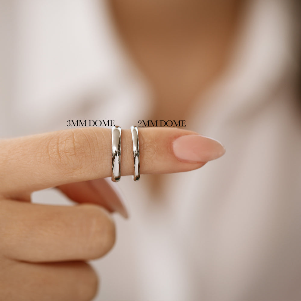 OBFJ2105 - Platinum 3MM Dome Wedding Band ring in selectable metal and diamond options - Roselle Jewelry view 5