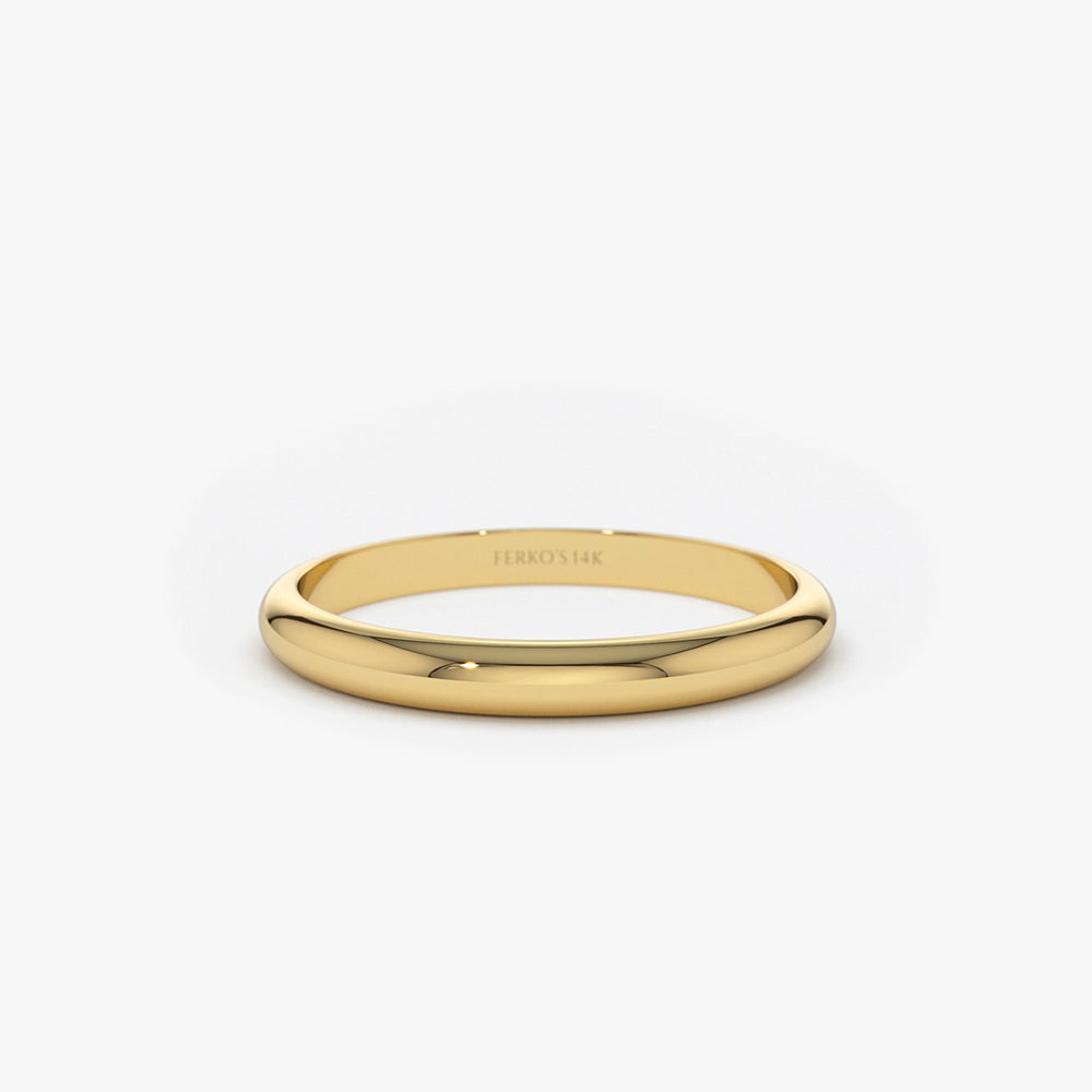 OBFJ1945 - Classic Dome 2MM Band ring in selectable metal and diamond options - Roselle Jewelry view 1