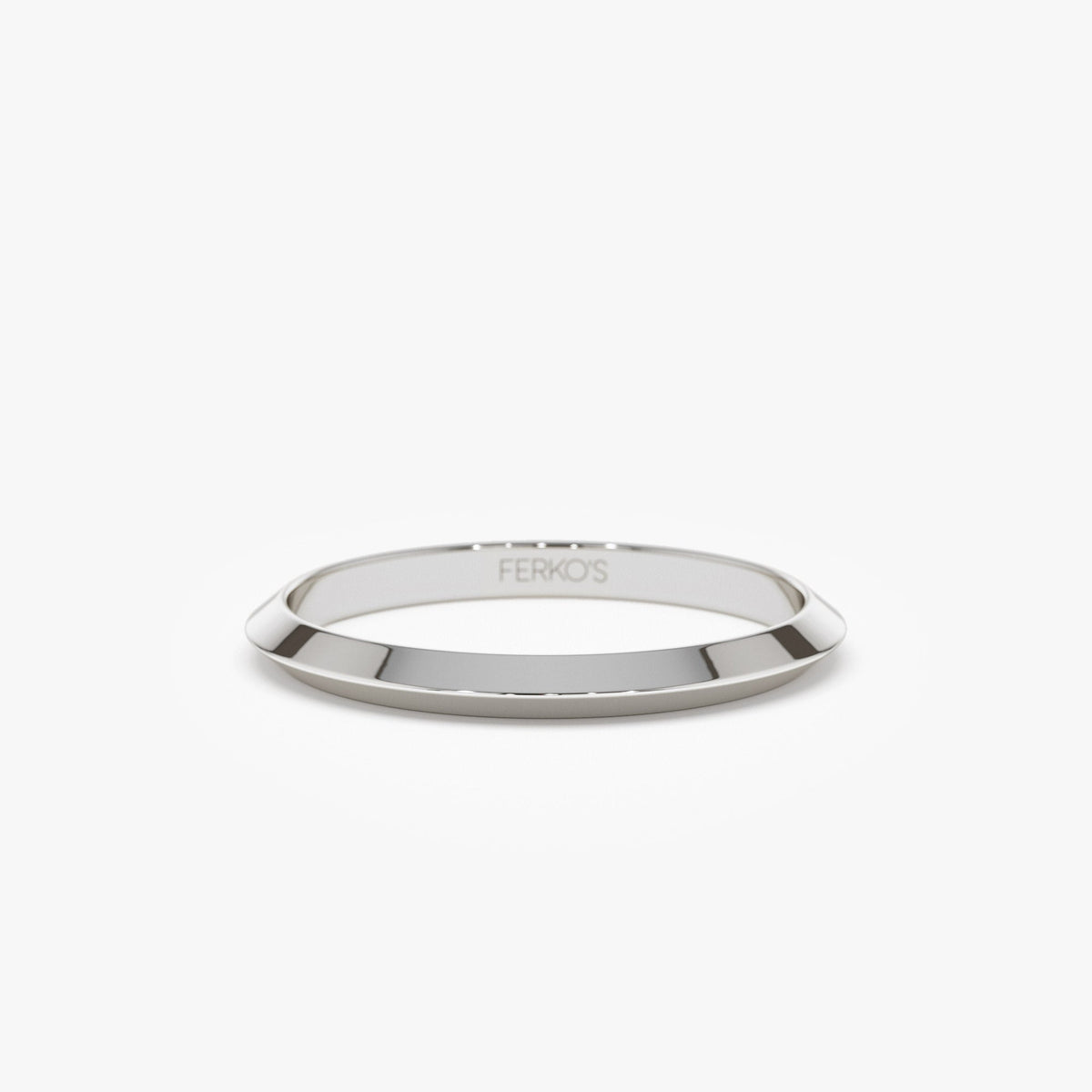 OBFJ1341 - 2MM Knife Edge Wedding Band ring in selectable metal and diamond options - Roselle Jewelry view 6
