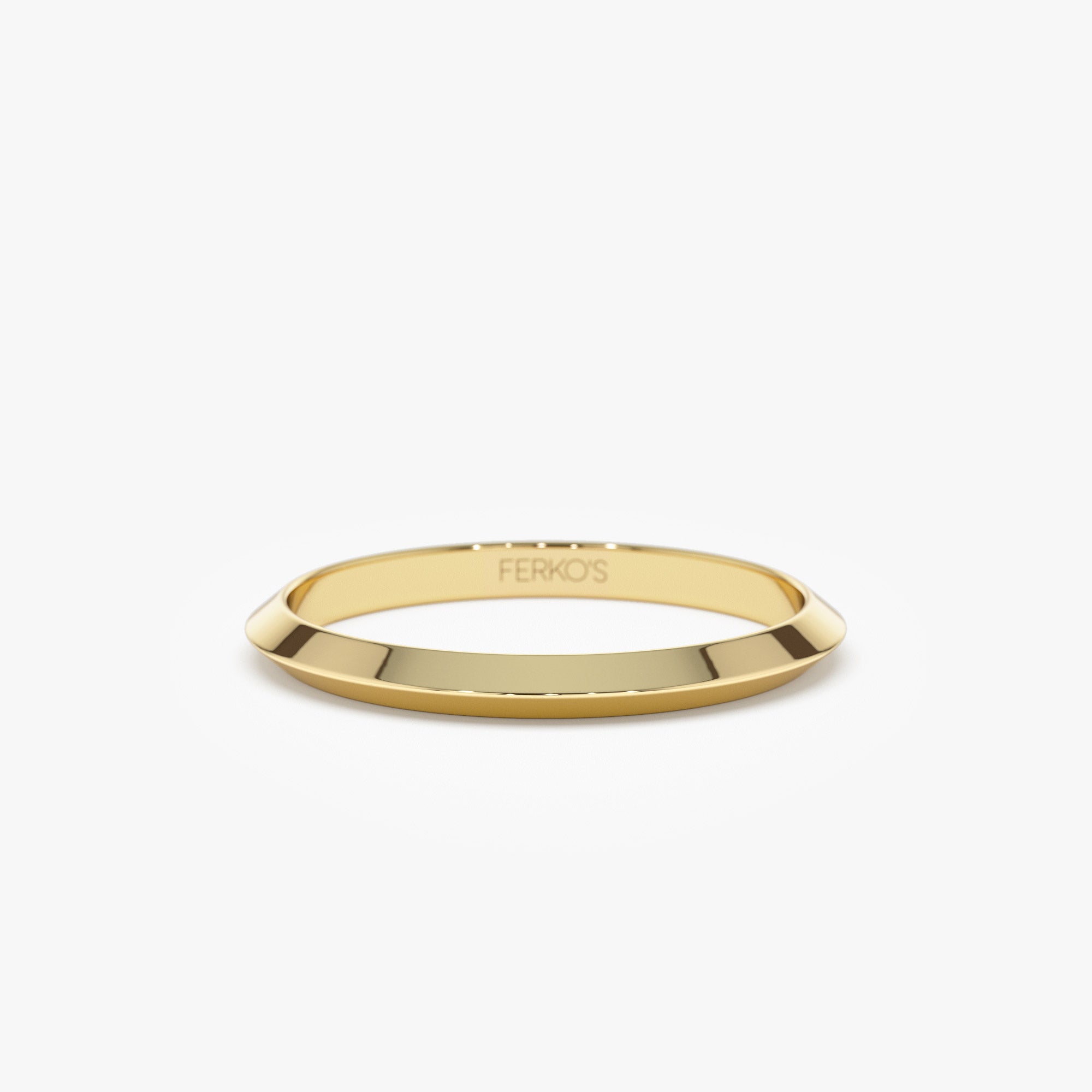 OBFJ1341 - 2MM Knife Edge Wedding Band ring in selectable metal and diamond options - Roselle Jewelry view 1