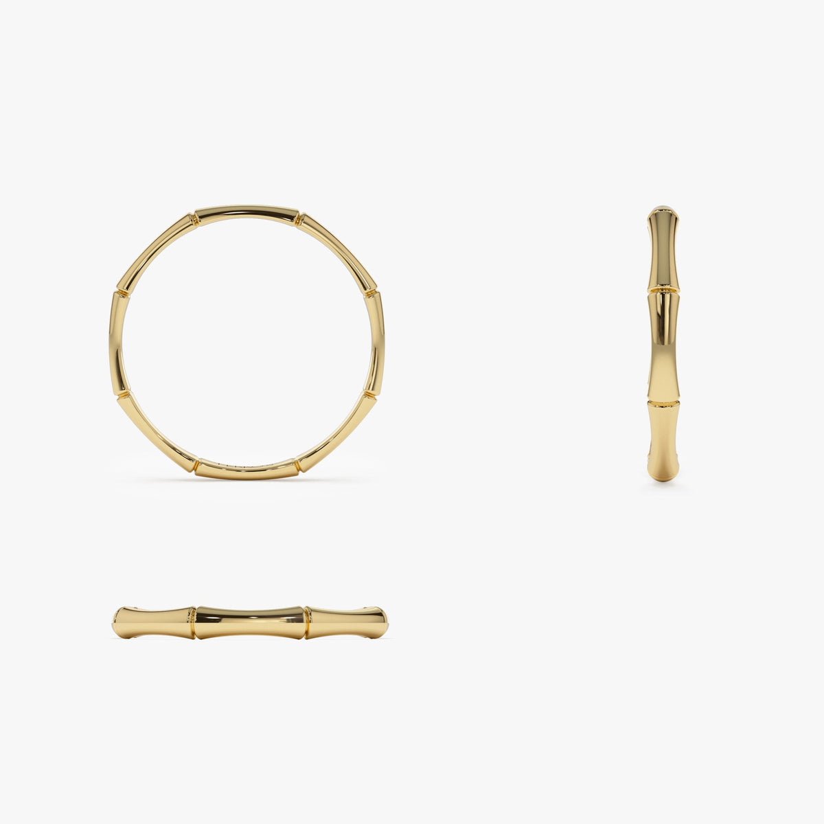 OBFJ1346 - Dainty Minimal Bamboo Gold Ring ring in selectable metal and diamond options - Roselle Jewelry view 6