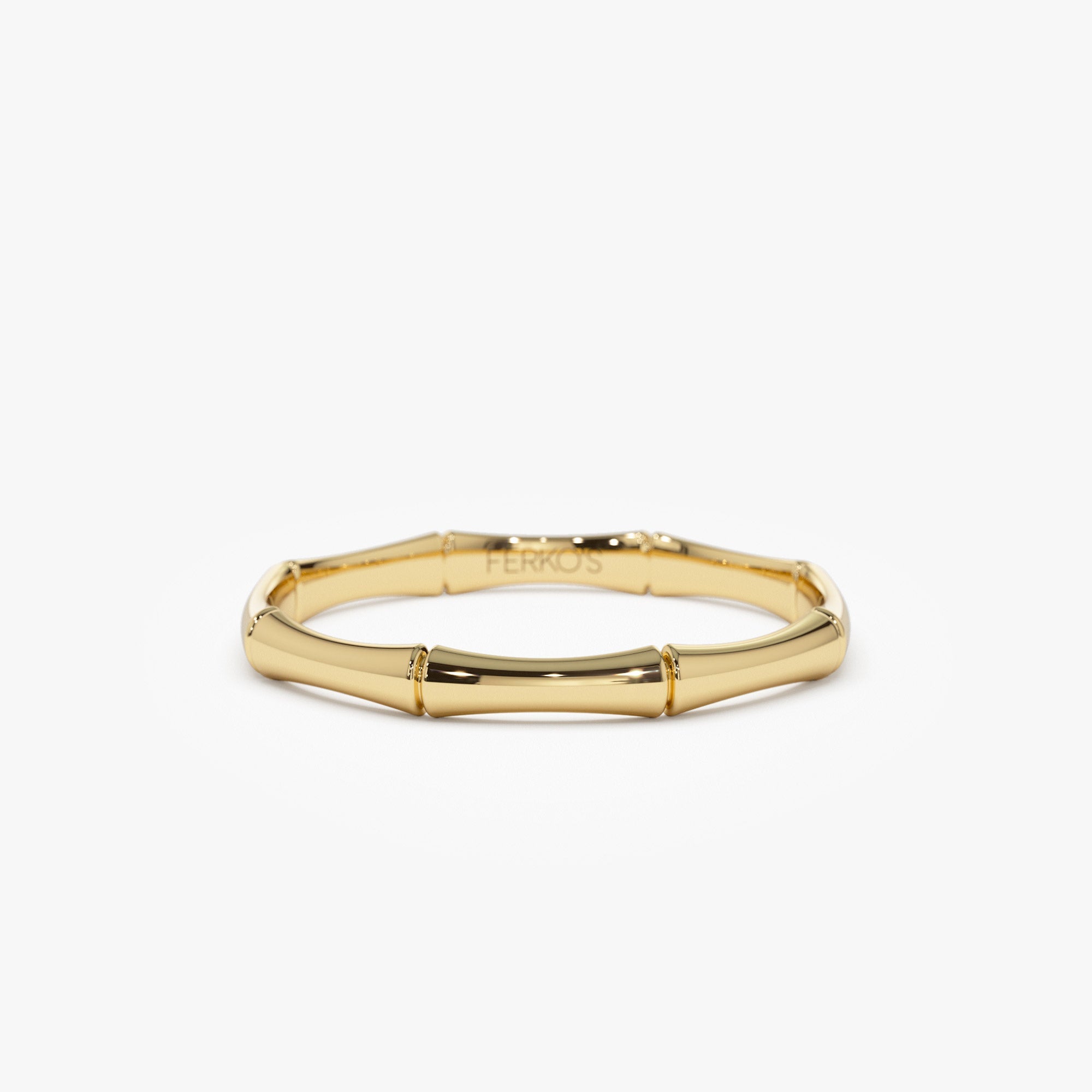 OBFJ1346 - Dainty Minimal Bamboo Gold Ring ring in selectable metal and diamond options - Roselle Jewelry view 1