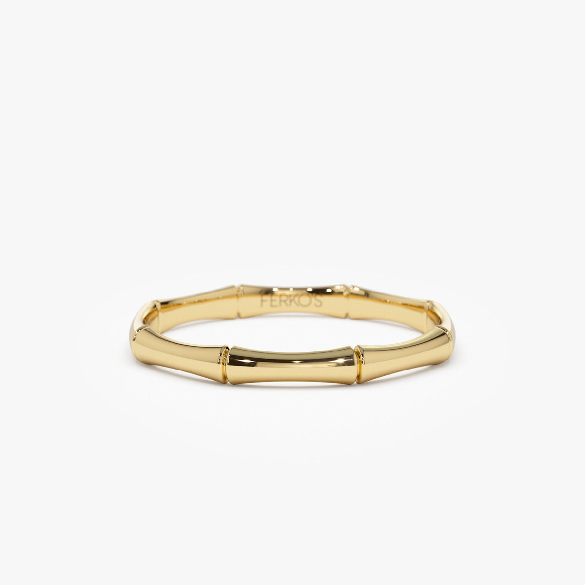 OBFJ1346 - Dainty Minimal Bamboo Gold Ring ring in selectable metal and diamond options - Roselle Jewelry view 1