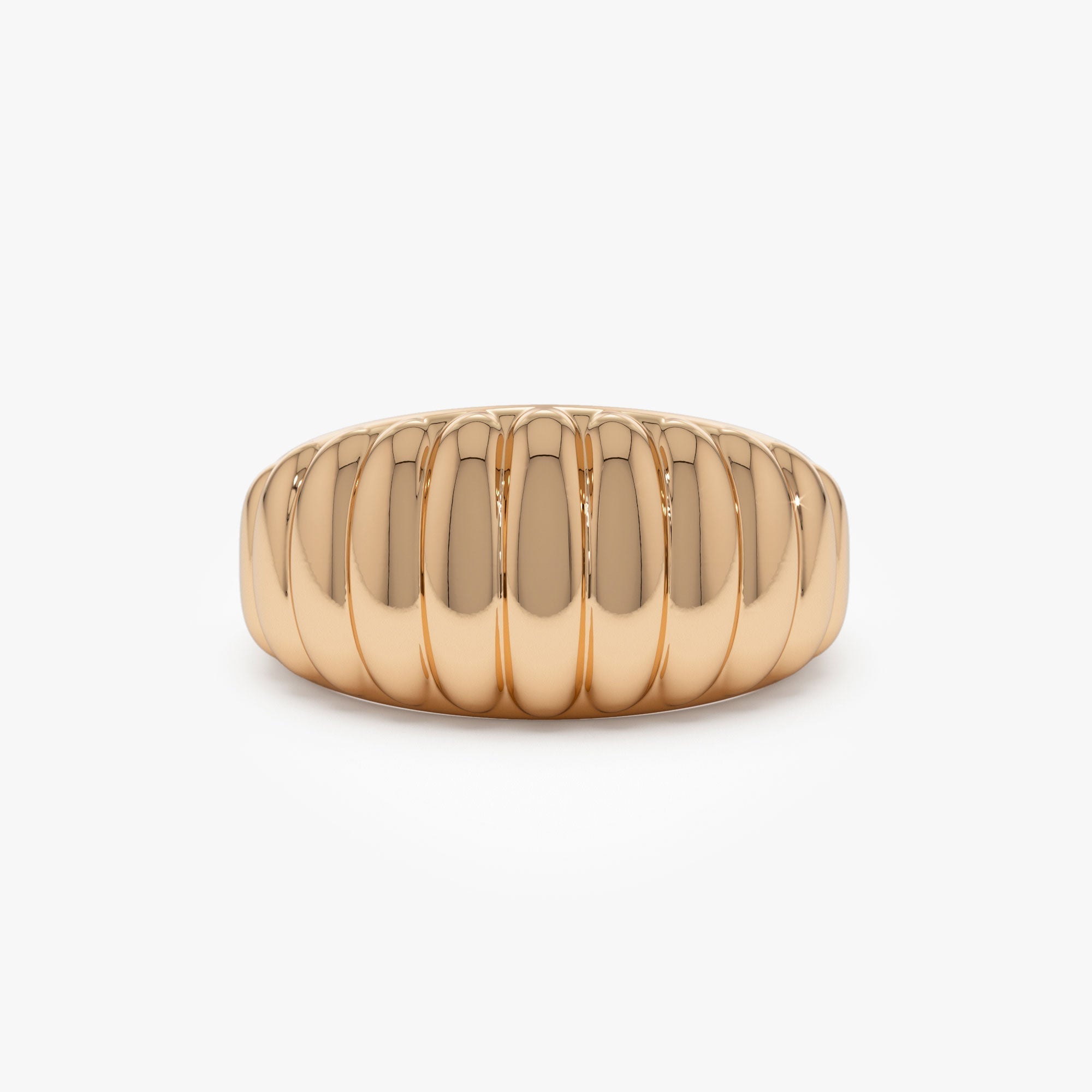 OBFJ1287 - 14k Gold Chunky Ribbed Statement Ring 6