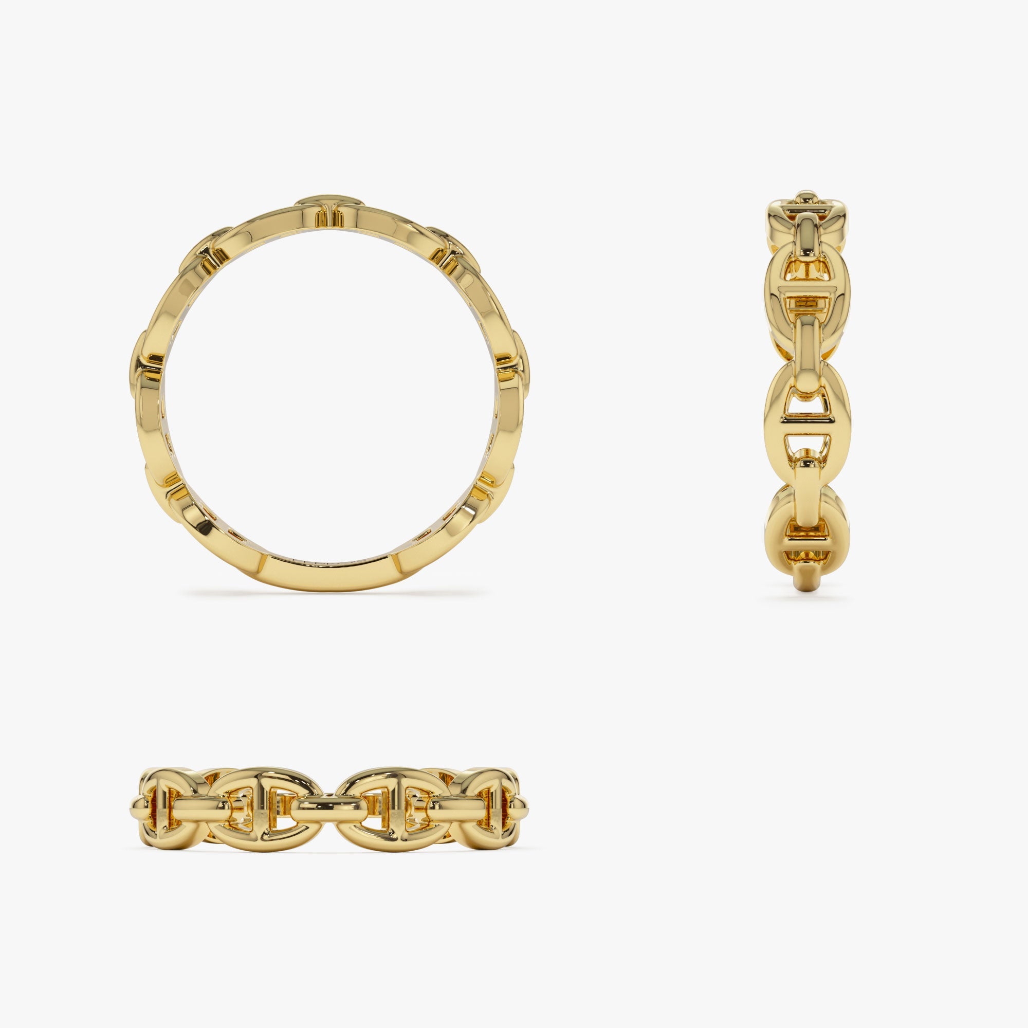 OBFJ1289 - 14k Solid Gold Mariner Chain Ring 5