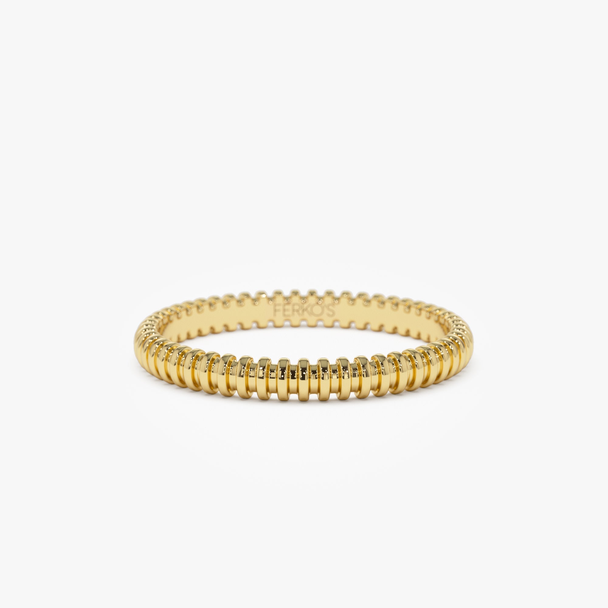 OBFJ1097 - 14K Stackable Ribbed Wedding Band 1