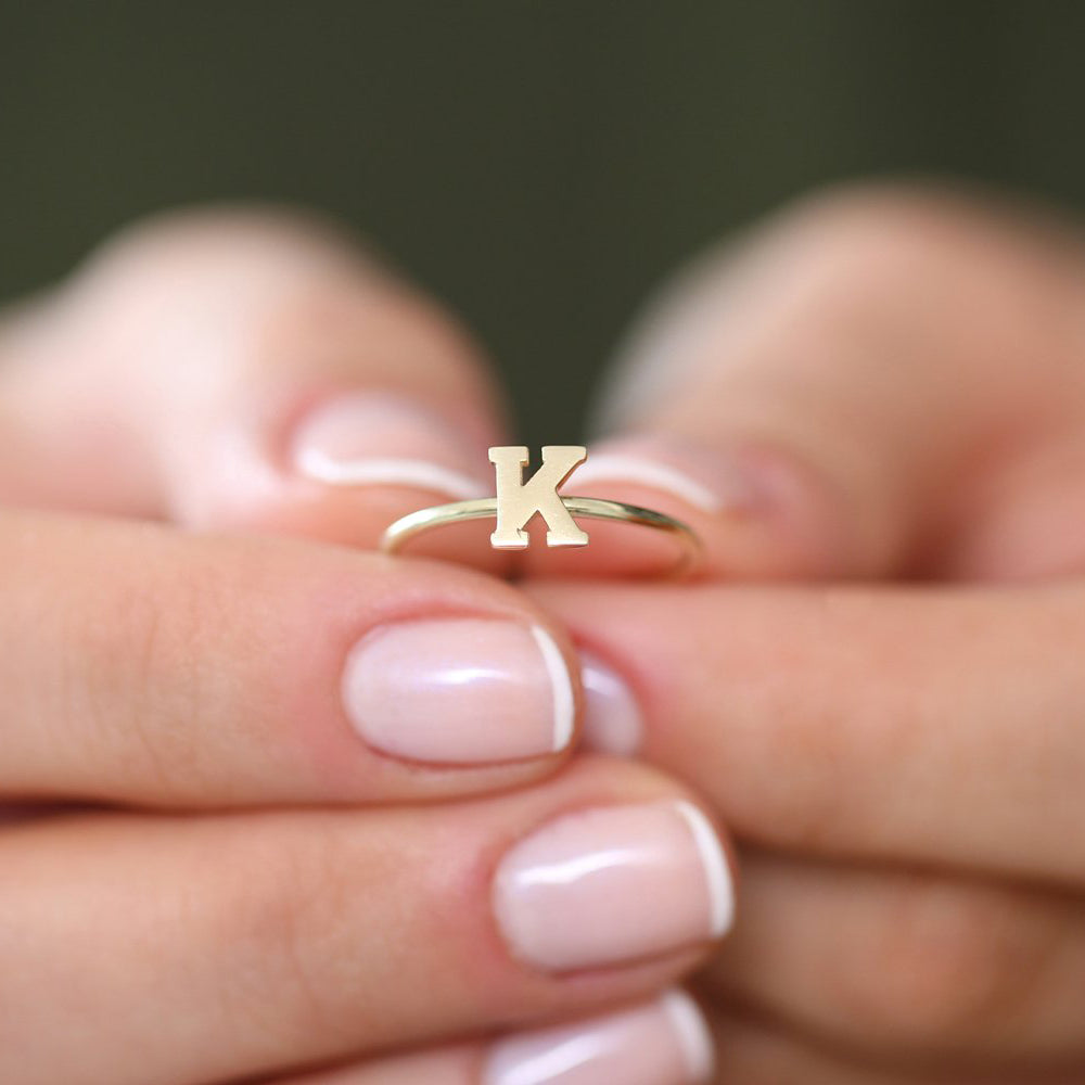 OBFJ1620 - 14K Gold Initial Letter Ring 2