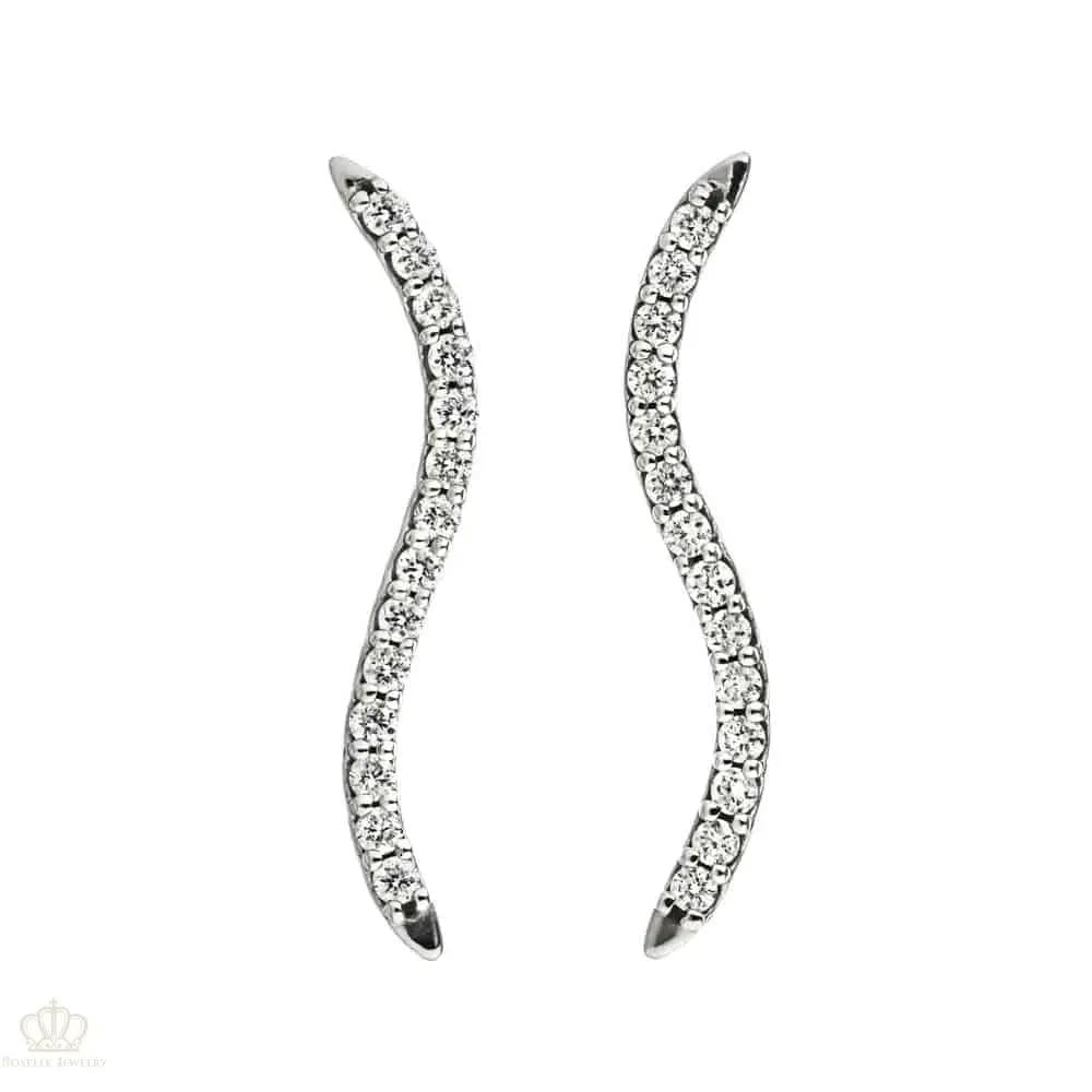 Accented Wavy Climber Earrings - SE021 Roselle Jewelry