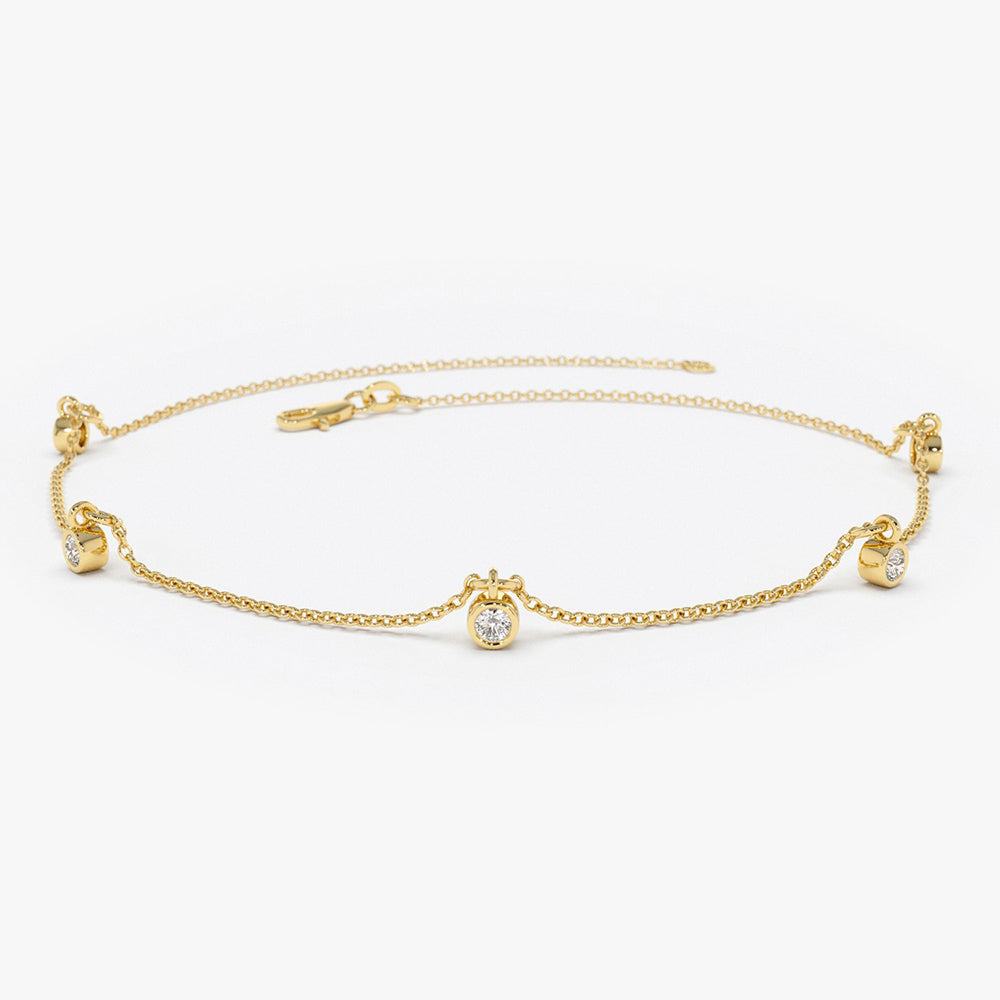 OBFJ1588 - 14K Gold Diamond by The Yard Dangling Solitaire Bracelet 1