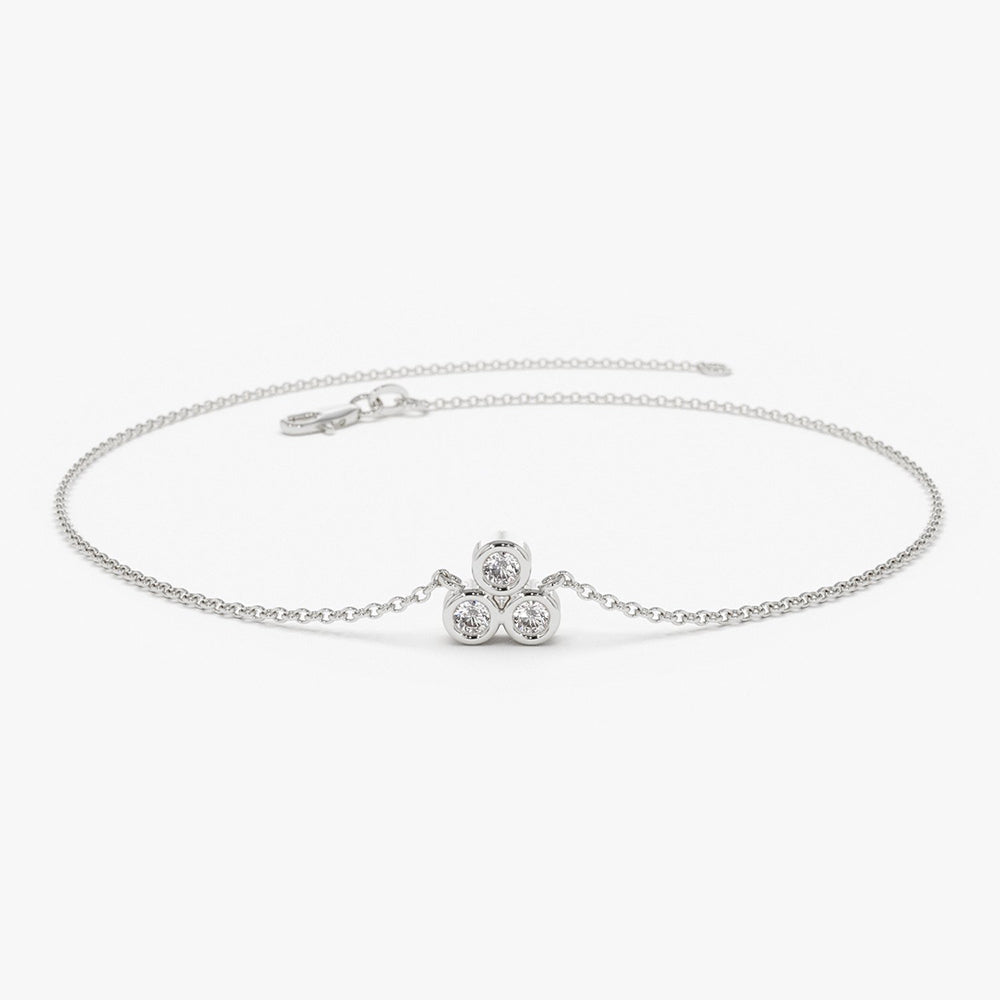 OBFJ1593 - 14K Gold Triangle Trio Dainty Diamond Bracelet 5