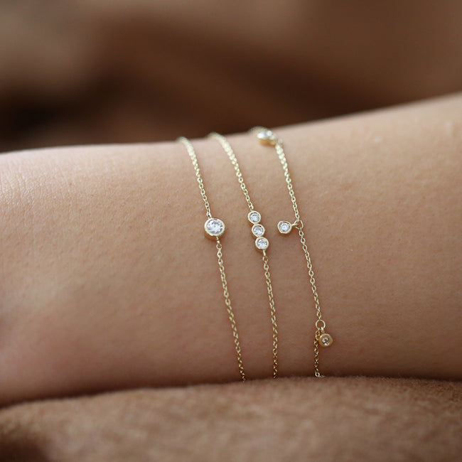 OBFJ0208 - 14K Rose Gold Diamond Solitaire Bracelet 0.11 ctw 3