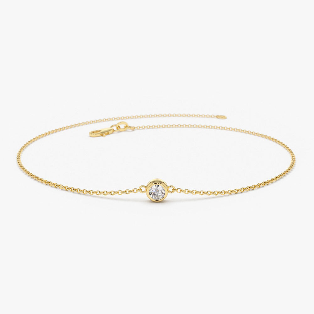 OBFJ1569 - 14K Dainty Diamond Solitaire Bracelet 1