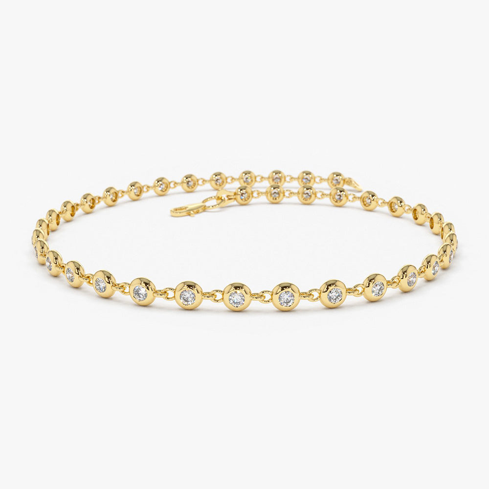 OBFJ1969 - Bezel Setting Diamond Tennis Bracelet bracelets in selectable metal and diamond options - Roselle Jewelry view 1