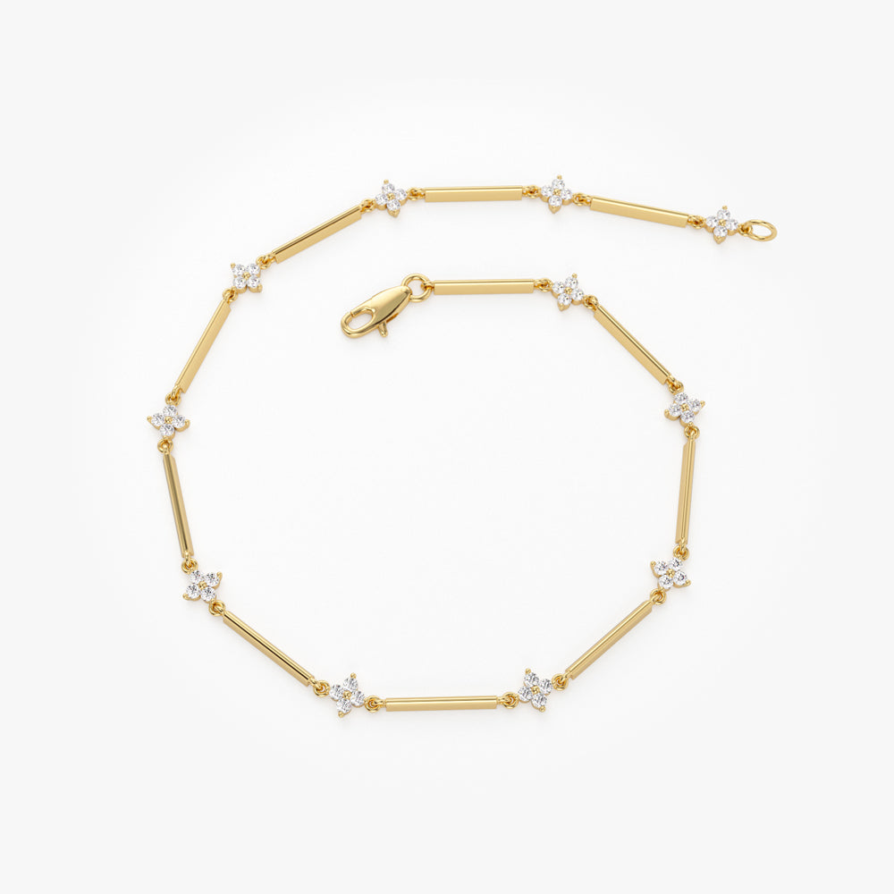 OBFJ1478 - 14k Clover Setting Diamond Infinity Bracelet 6
