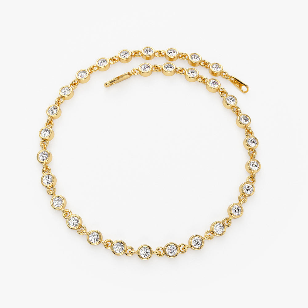 OBFJ1462 - 14k Bezel Setting Diamond Tennis Bracelet 7