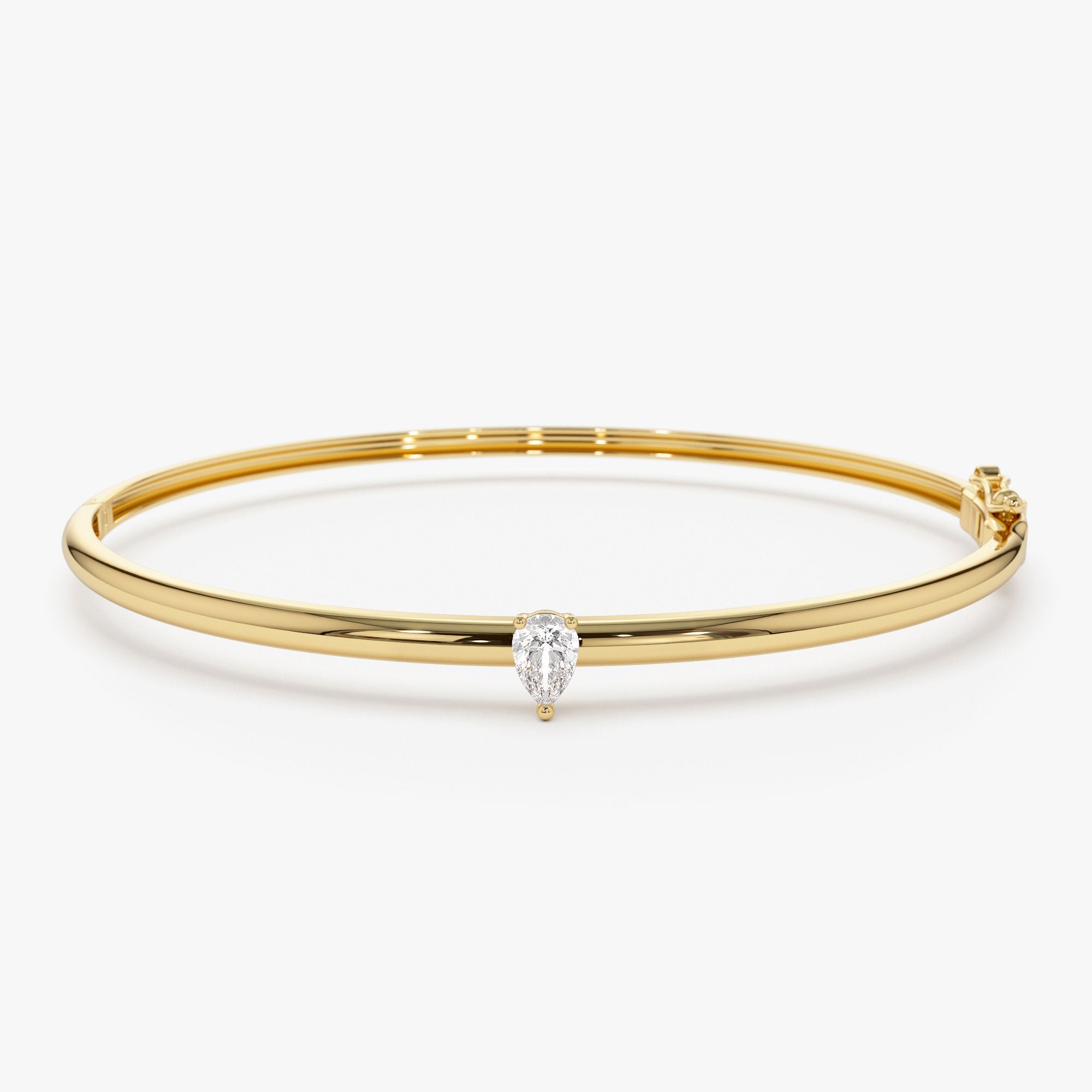 OBFJ0939 - 14K Pear Shape Diamond Solitare Bangle 1