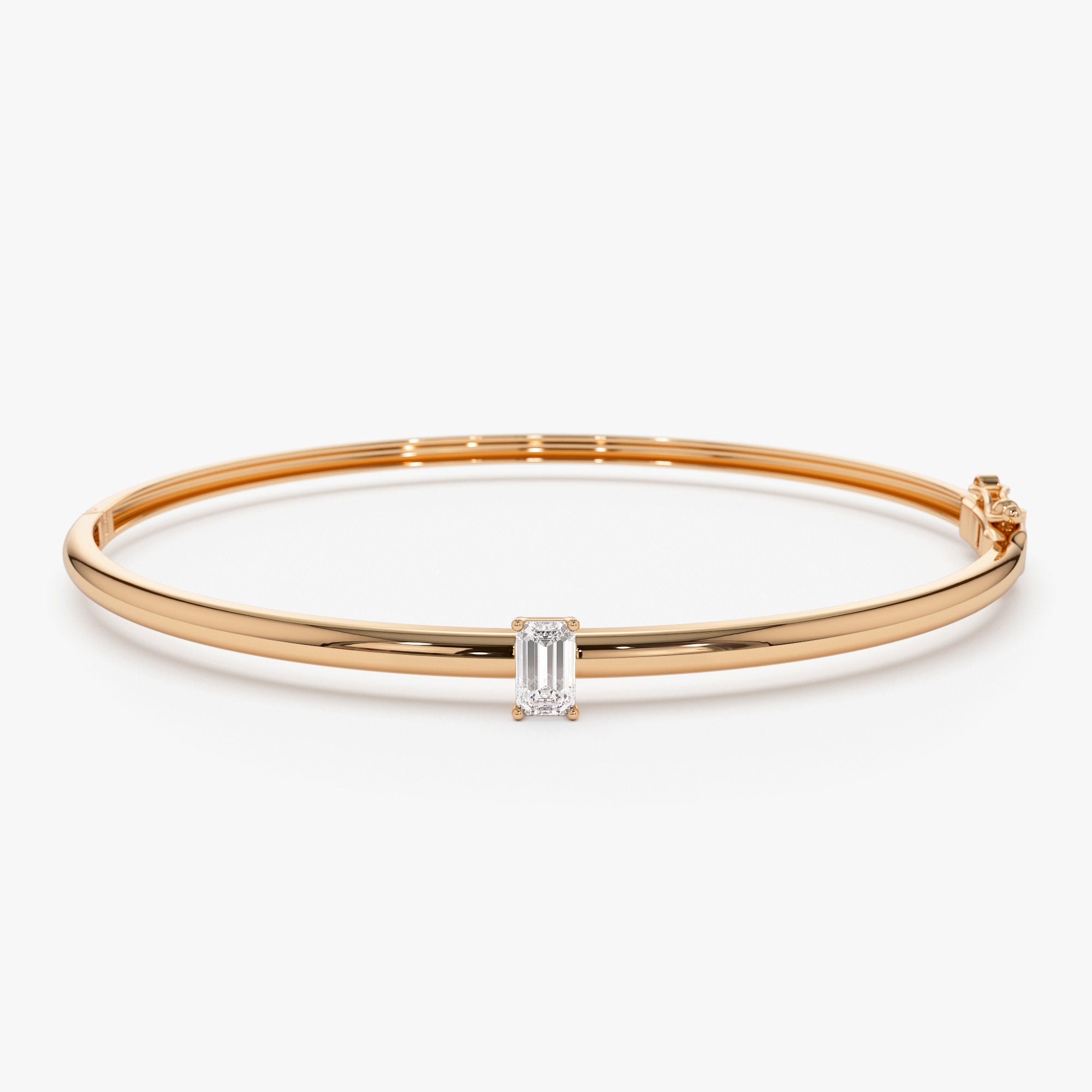 OBFJ0938 - 14K Emerald Shape Diamond Solitare Bangle 6