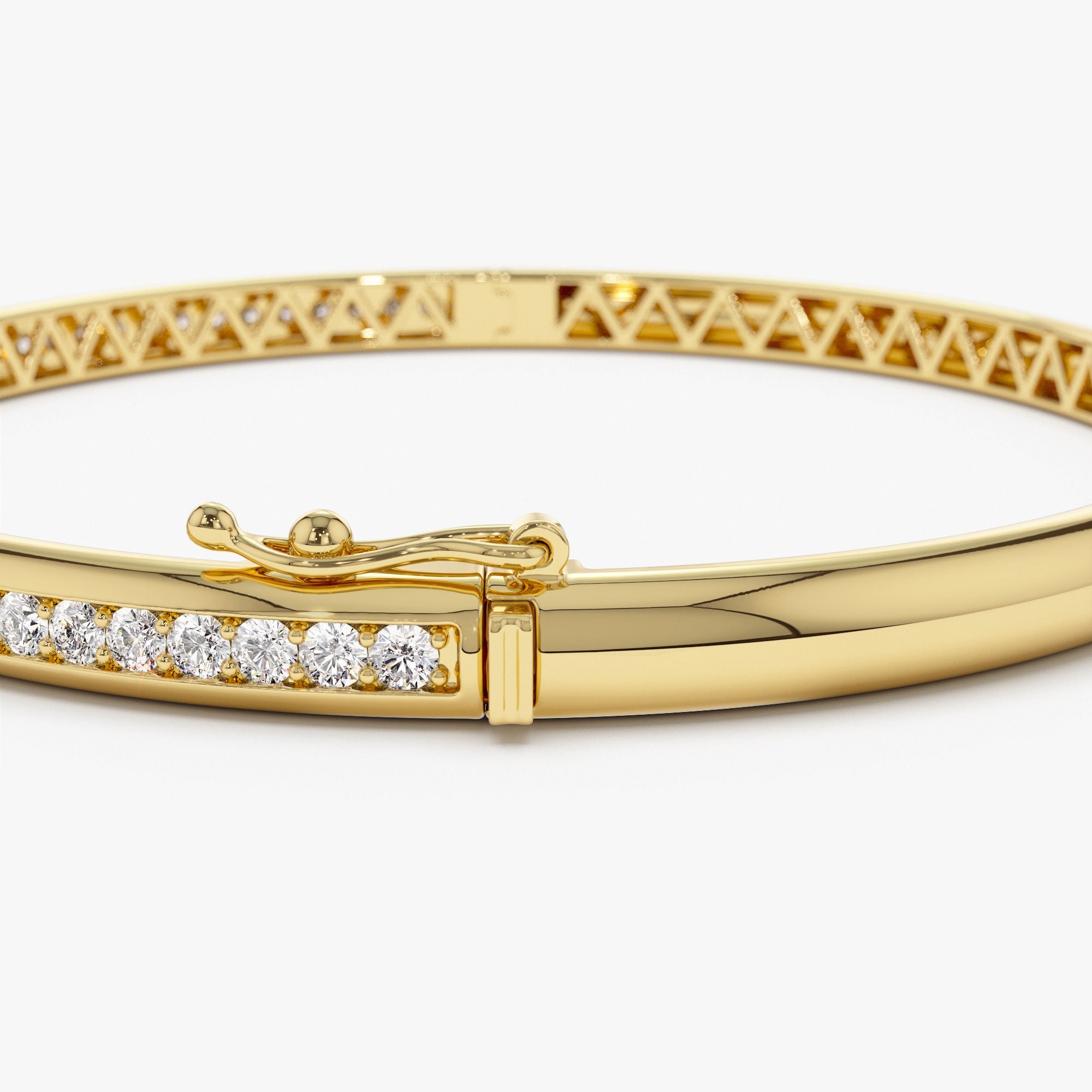 OBFJ1169 - 14k 1.00 Ctw Dome Diamond Bangle Bracelet 9