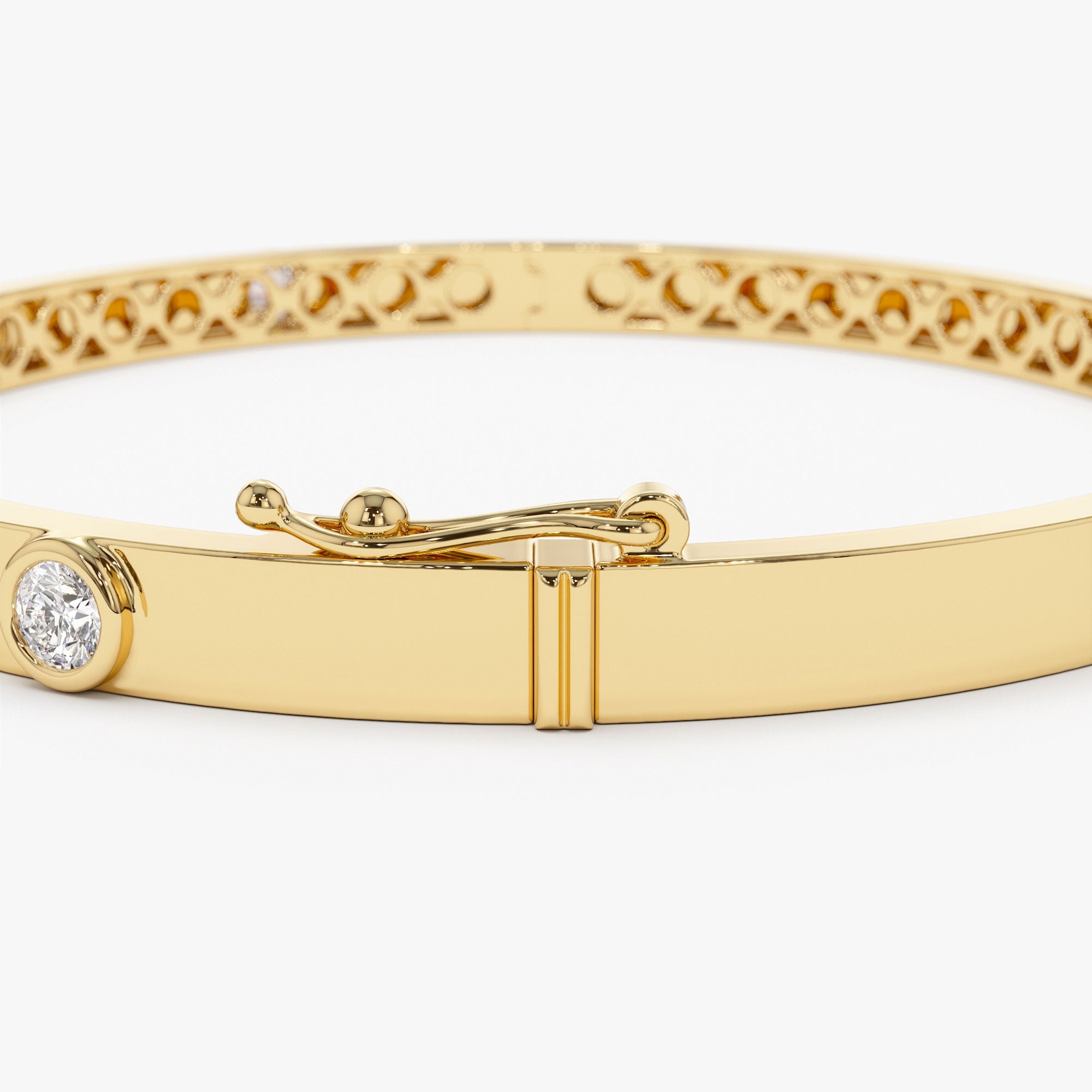 OBFJ0994 - 14K Gold 0.50Ct Round Diamond Bangle Bracelet 10
