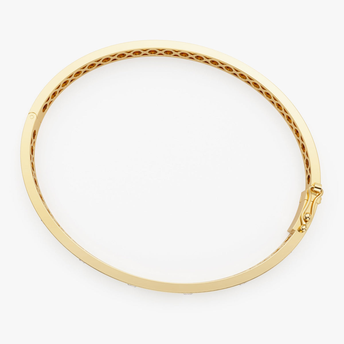 OBFJ0966 - 4mm Diamond Bangle Bracelet bracelets in selectable metal and diamond options - Roselle Jewelry view 7