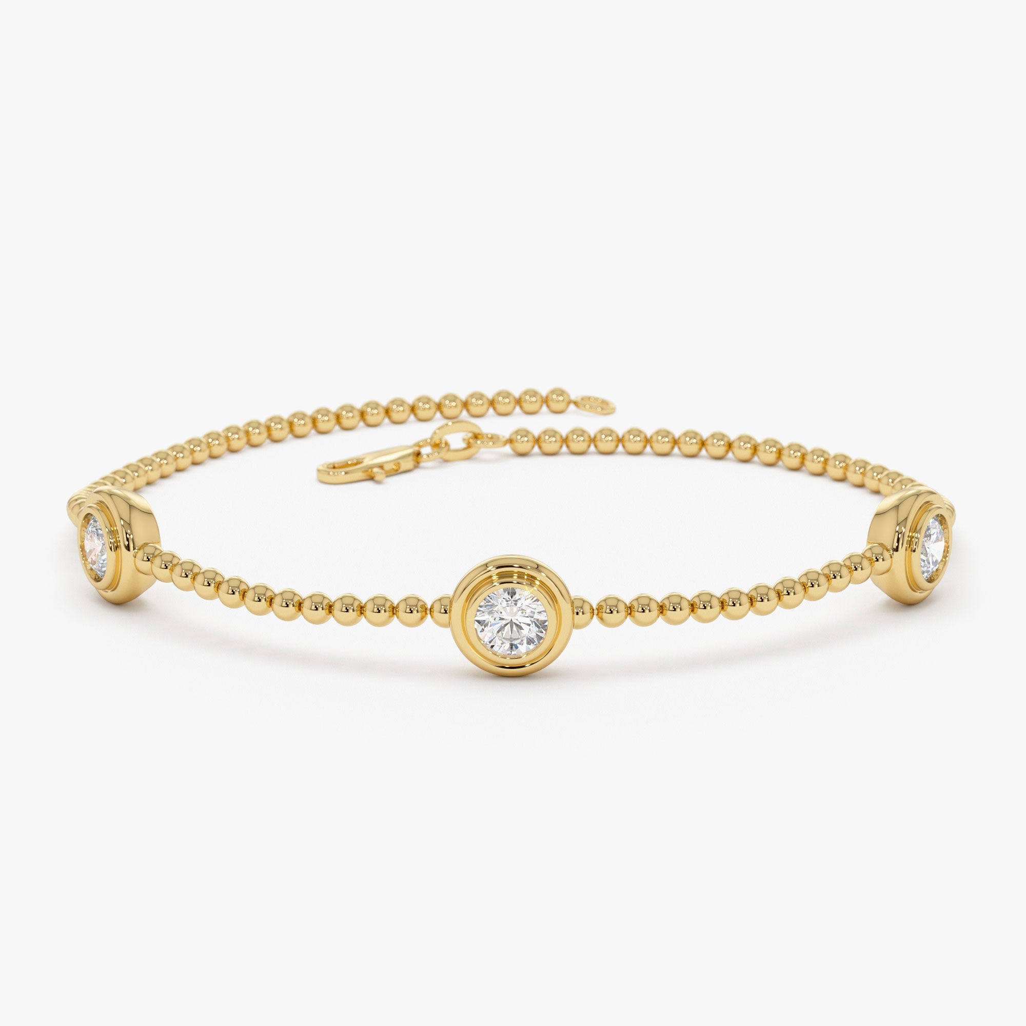 OBFJ0390 - 0.75 Ctw 14k Gold Lab Grown Diamond by the Yard Beaded Bracelet - Leda 1