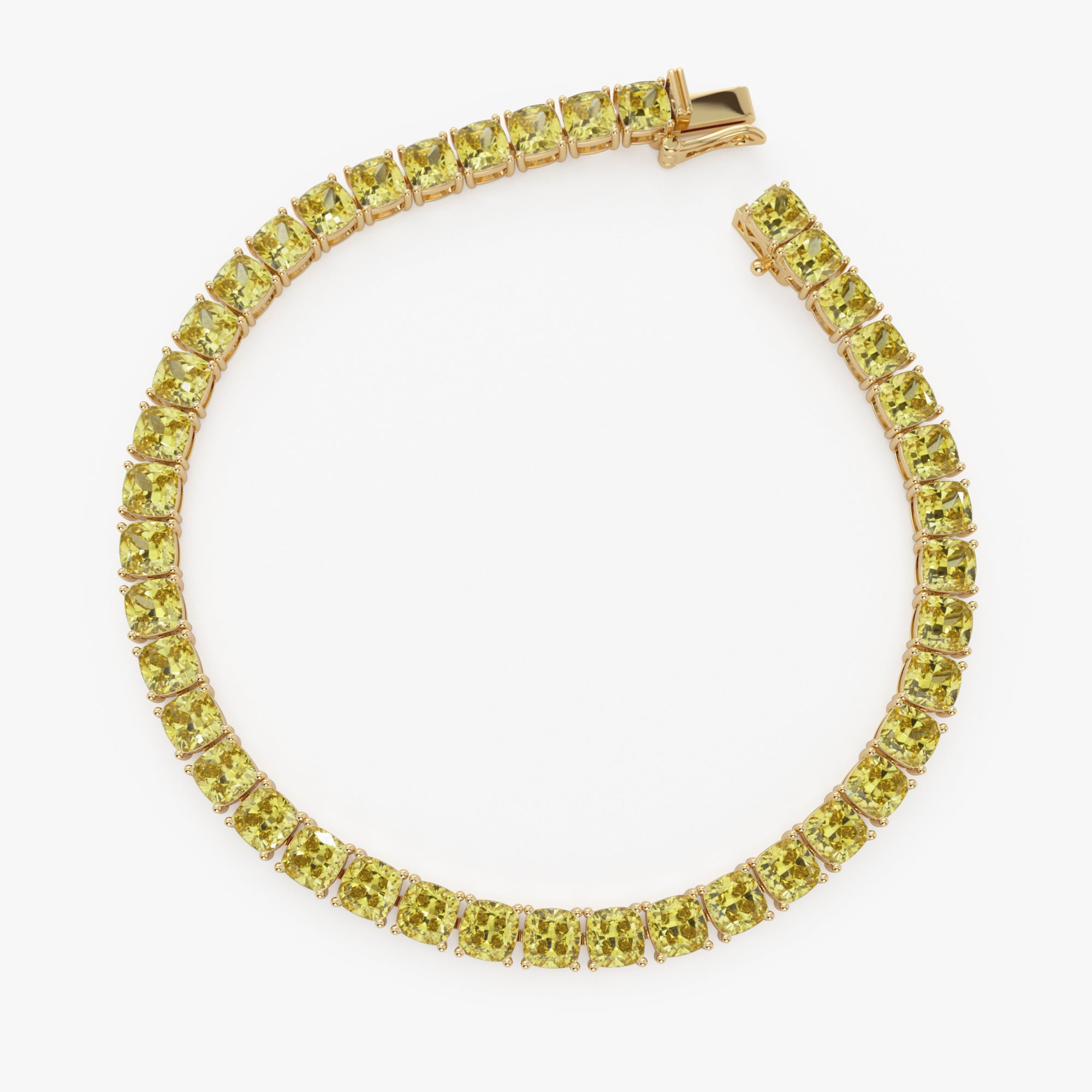 OBFJ0344 - 17.50 ctw 14k Lab Grown Cushion Cut Fancy Vivid Yellow Diamond Tennis Bracelet - Paige 6
