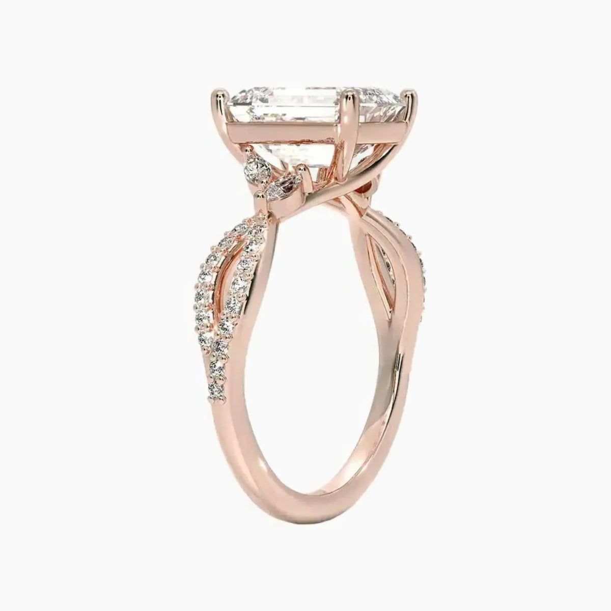 OBSER232 - Amara Luxe Adorned Emerald engagement ring setting view 5