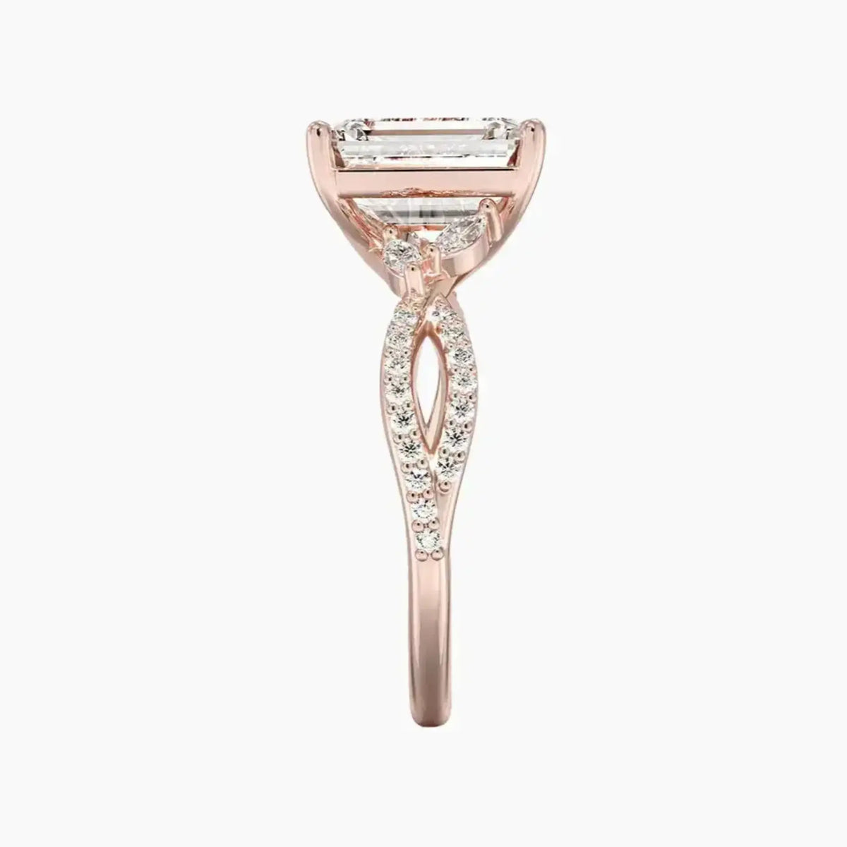 OBSER232 - Amara Luxe Adorned Emerald engagement ring setting view 6