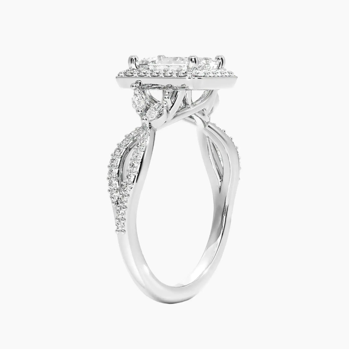 OBSER487 - Nerissa Halo Emerald engagement ring setting view 2