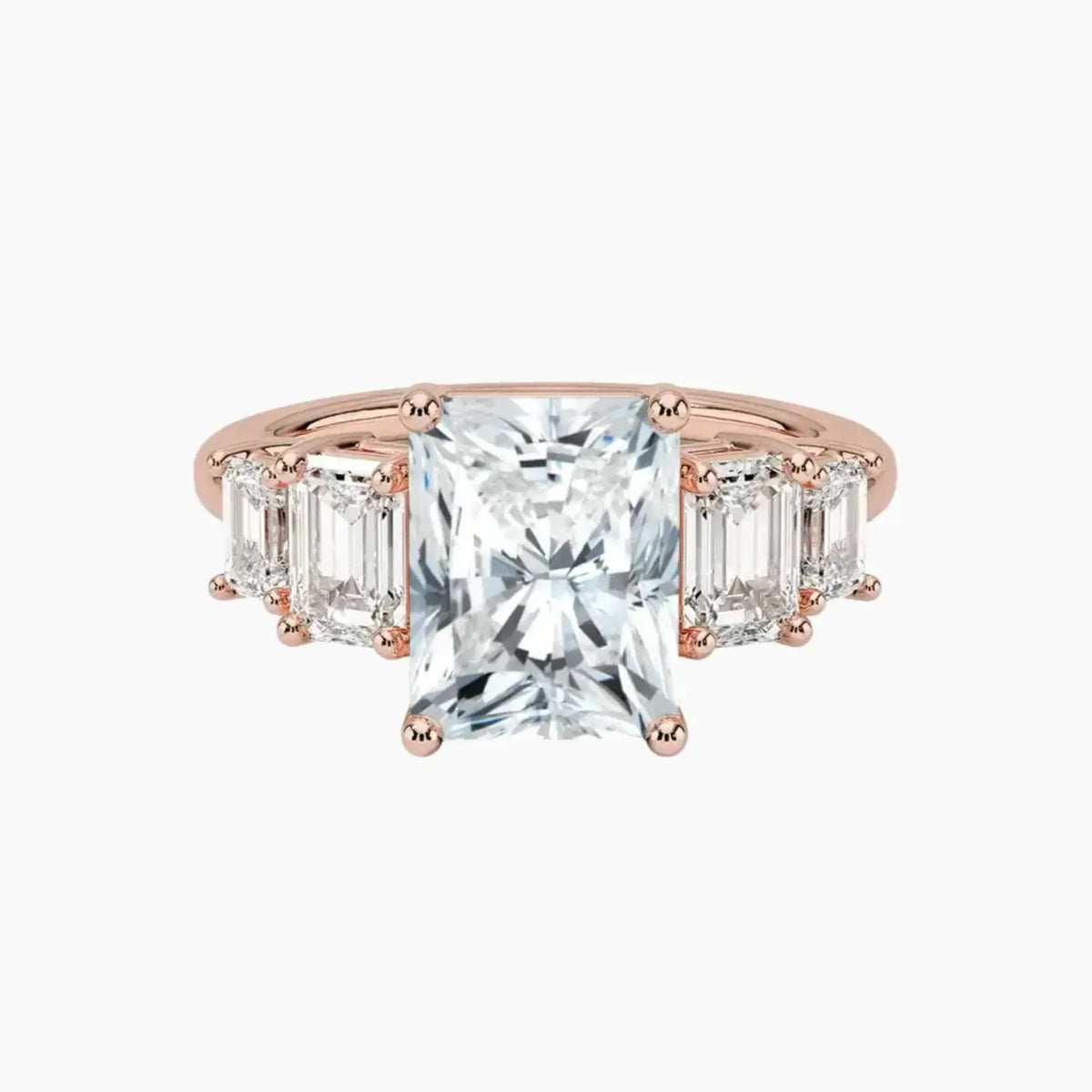 OBSER309 - Katerina Five Stone Radiant engagement ring setting view 4