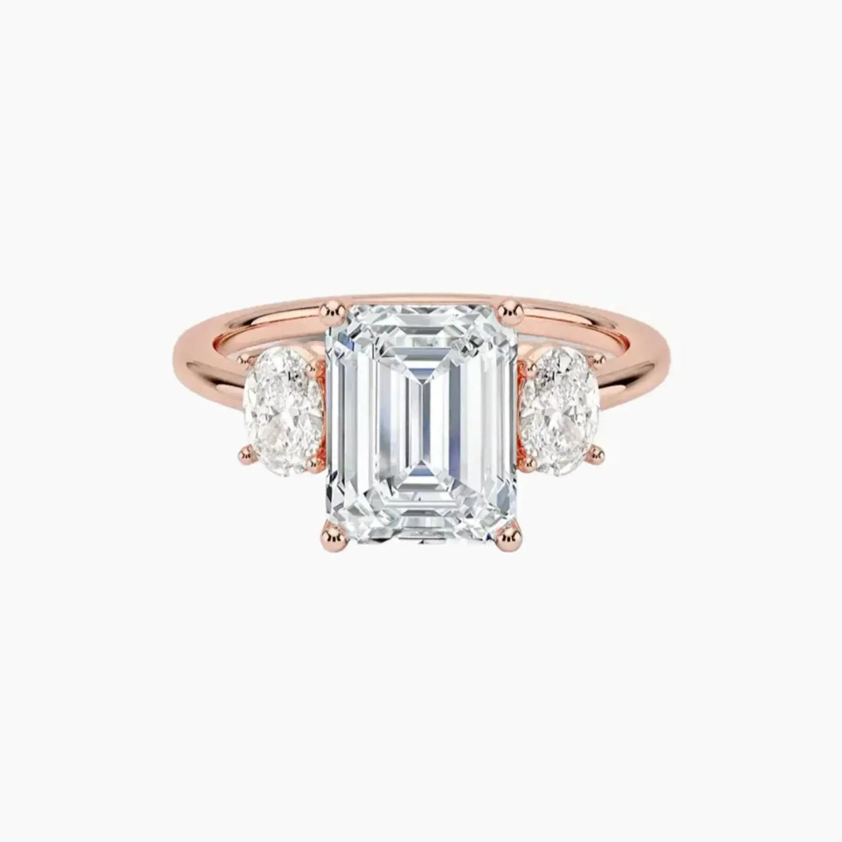 OBSER569 - Liora Three Stone Emerald engagement ring setting view 4