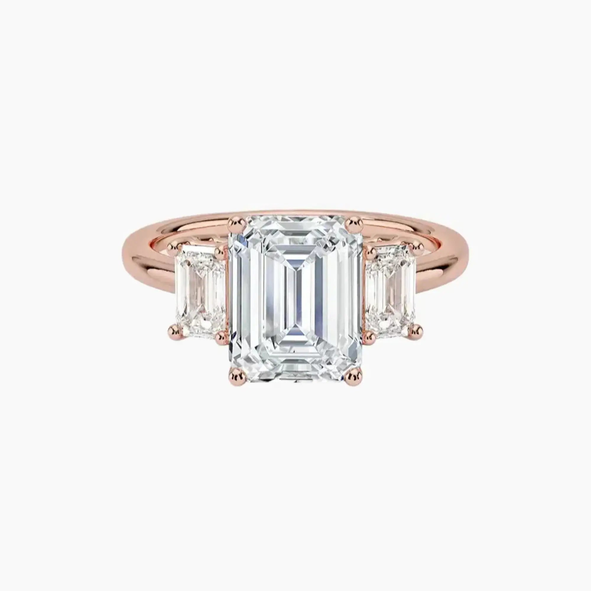 OBSER187 - Aurelia Three Stone Emerald engagement ring setting view 4