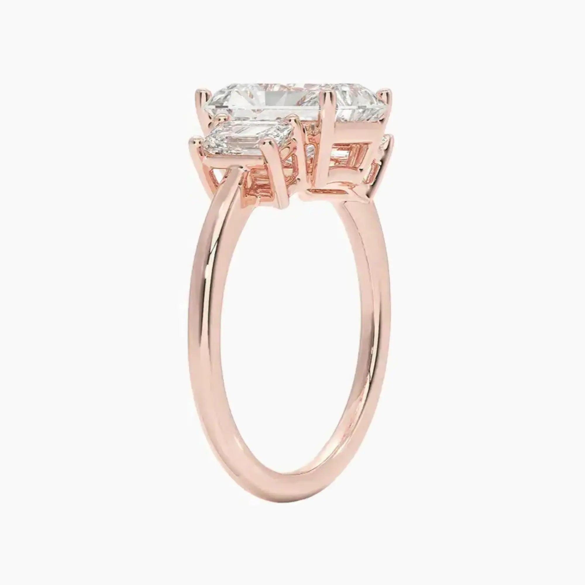 OBSER653 - Aurelia Three Stone Radiant engagement ring setting view 5